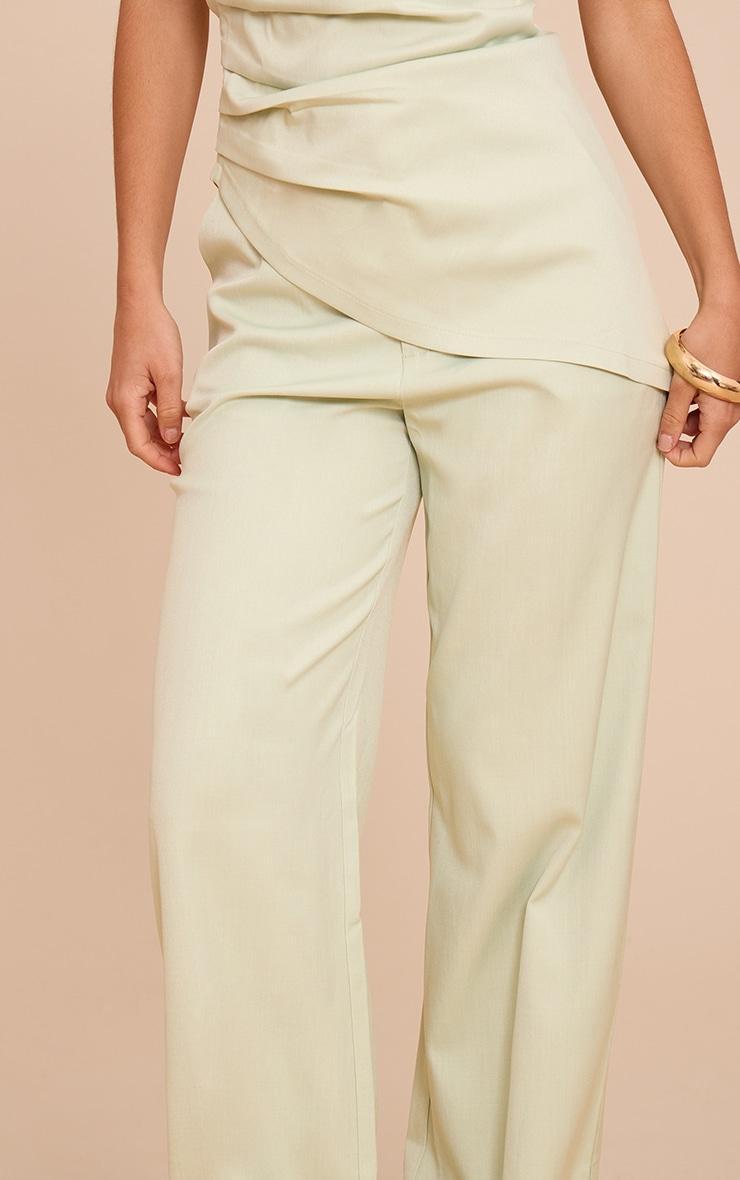 Pale Lime Tailored Woven Wide Leg Pants Product Image