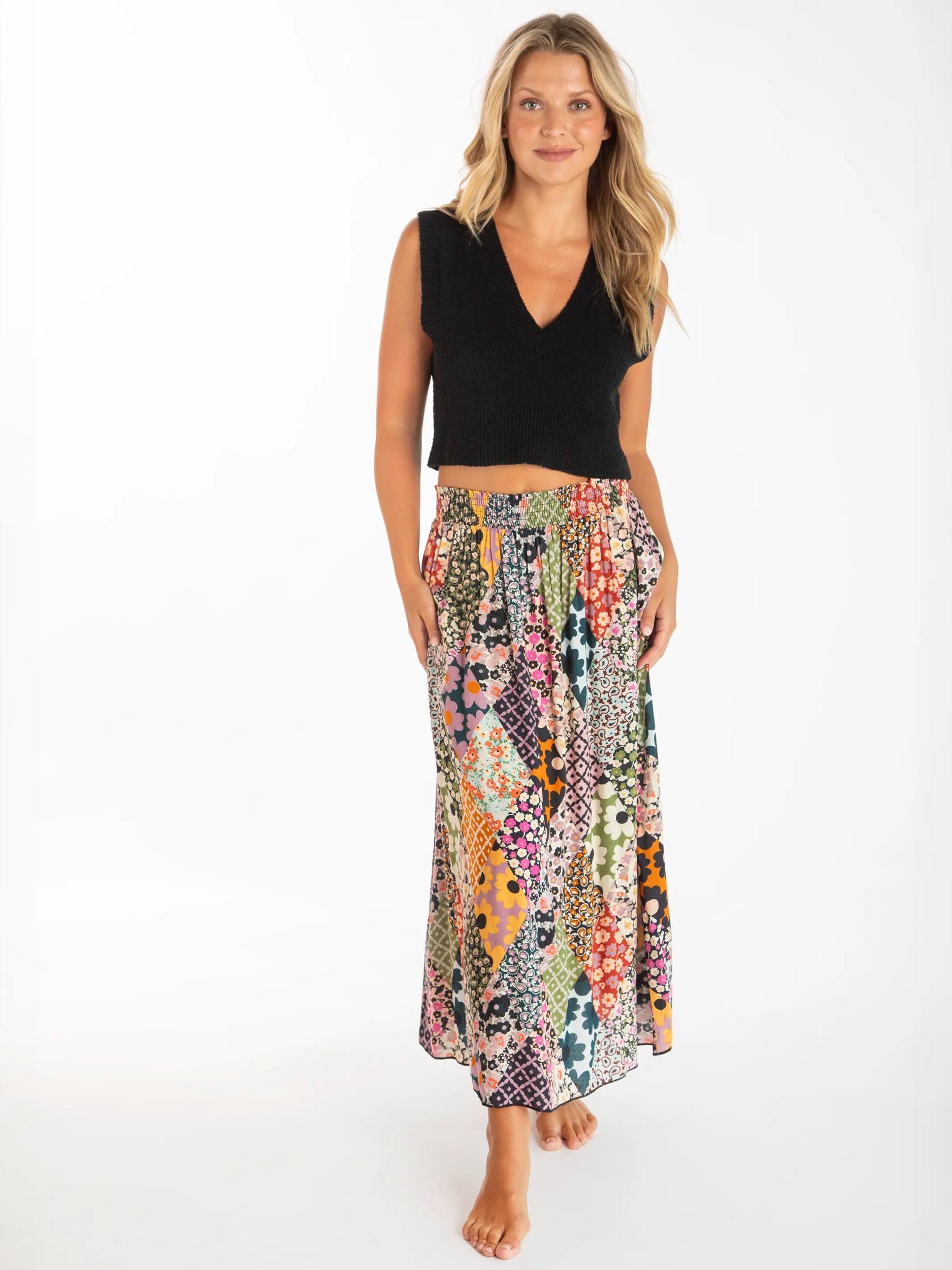 Skirt-In-A-Bag - Floral Diamonds Patchwork Product Image