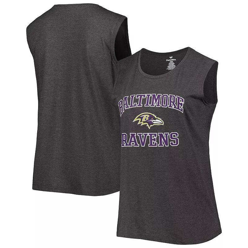 Womens Fanatics Branded Heather Charcoal Baltimore Ravens Plus Size Tank Top Product Image