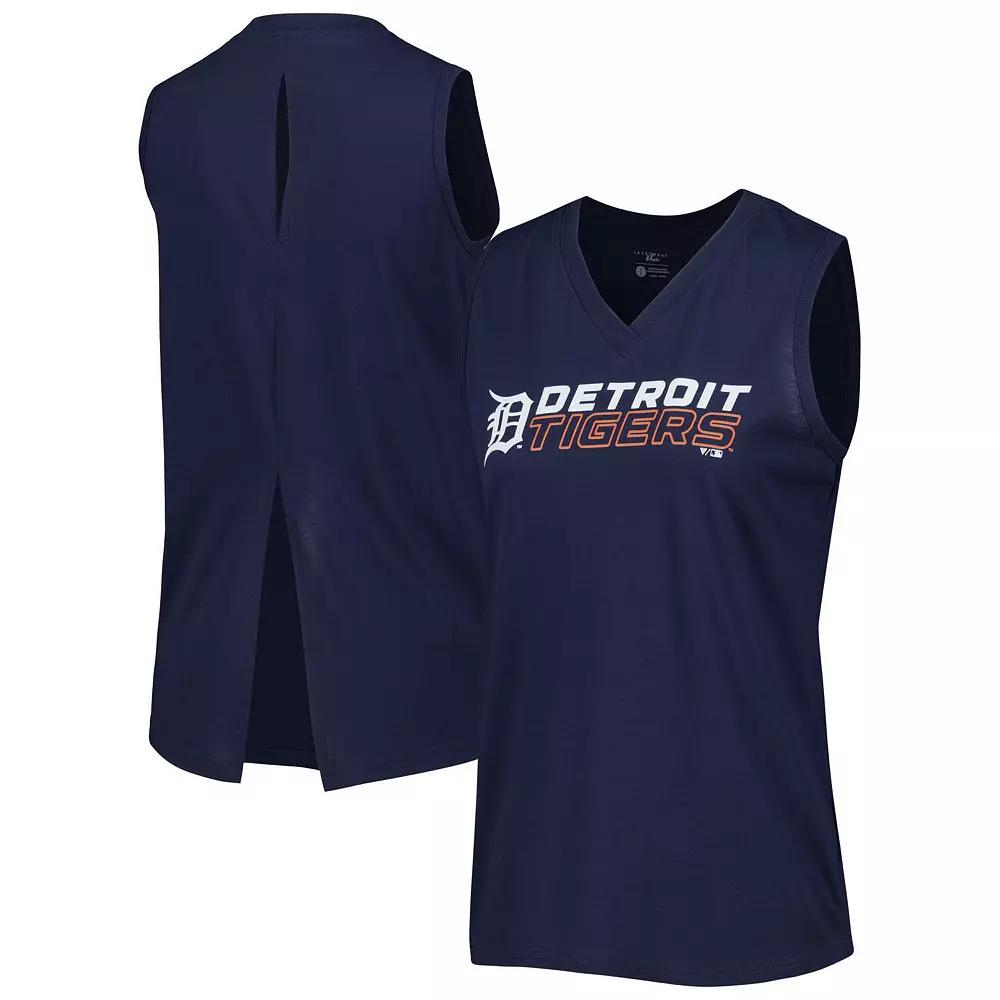 Women's Levelwear  Navy Detroit Tigers Paisley Chase V-Neck Tank Top, Size: Medium, Blue Product Image