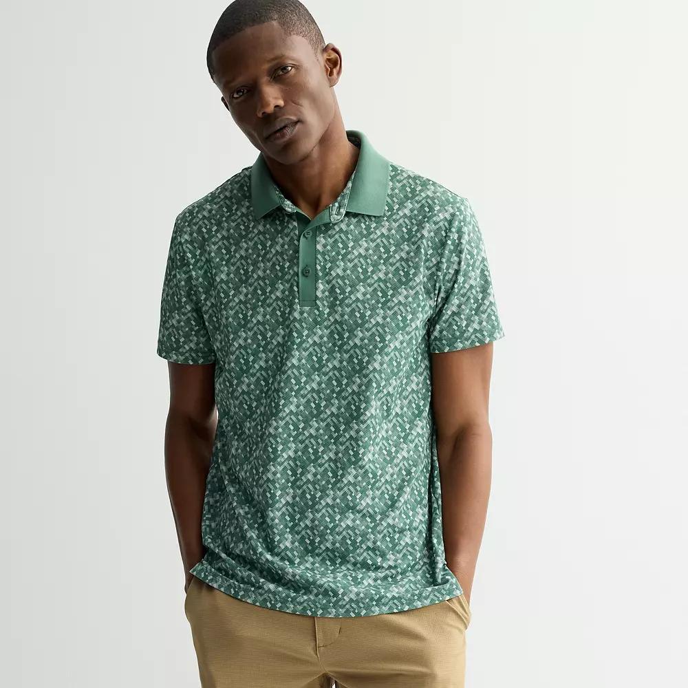 Men's FLX Print Performance Polo, Size: Small, Grey Green Tech Grid Product Image