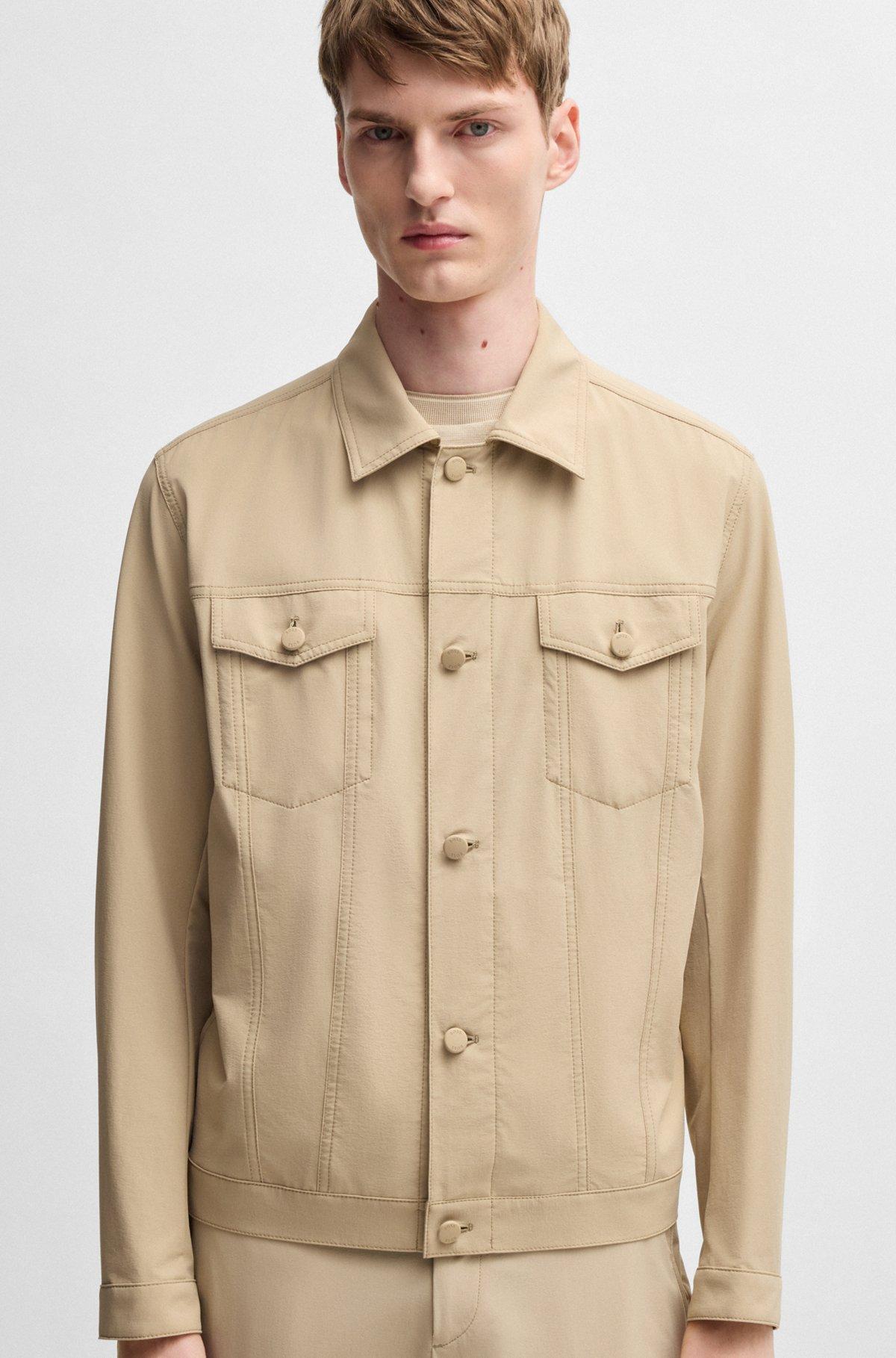 Relaxed-fit overshirt in washable stretch fabric Product Image