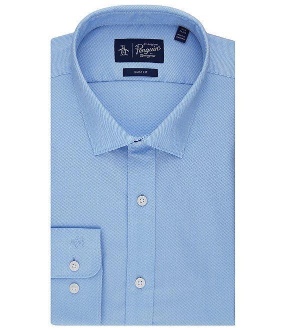 Original Penguin Slim Fit Stretch Spread Collar Royal Oxford Dress Shirt Product Image