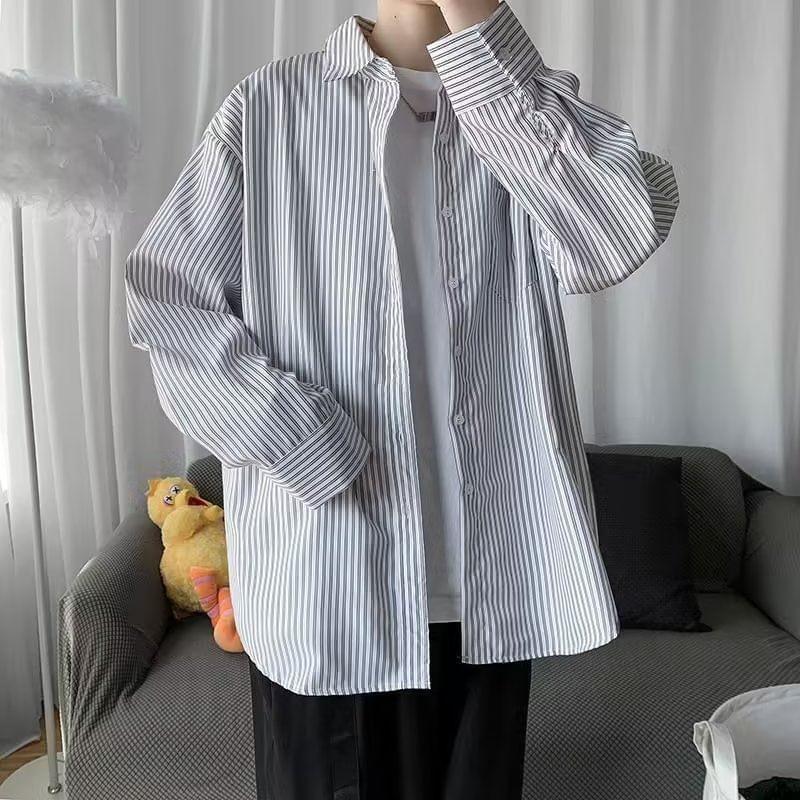 Long-Sleeve Striped Shirt Product Image
