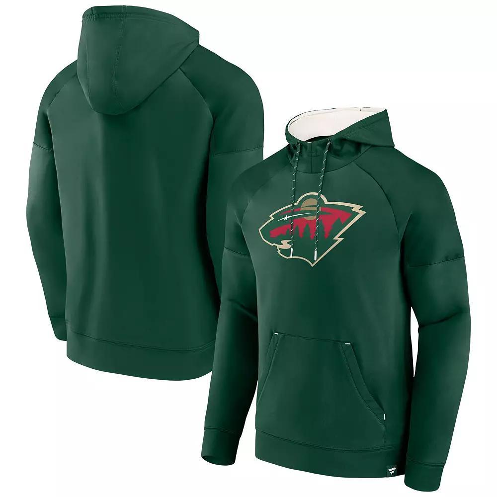 Men's Fanatics  Green Minnesota Wild Iconic Defender Raglan Pullover Hoodie, Size: Large Product Image