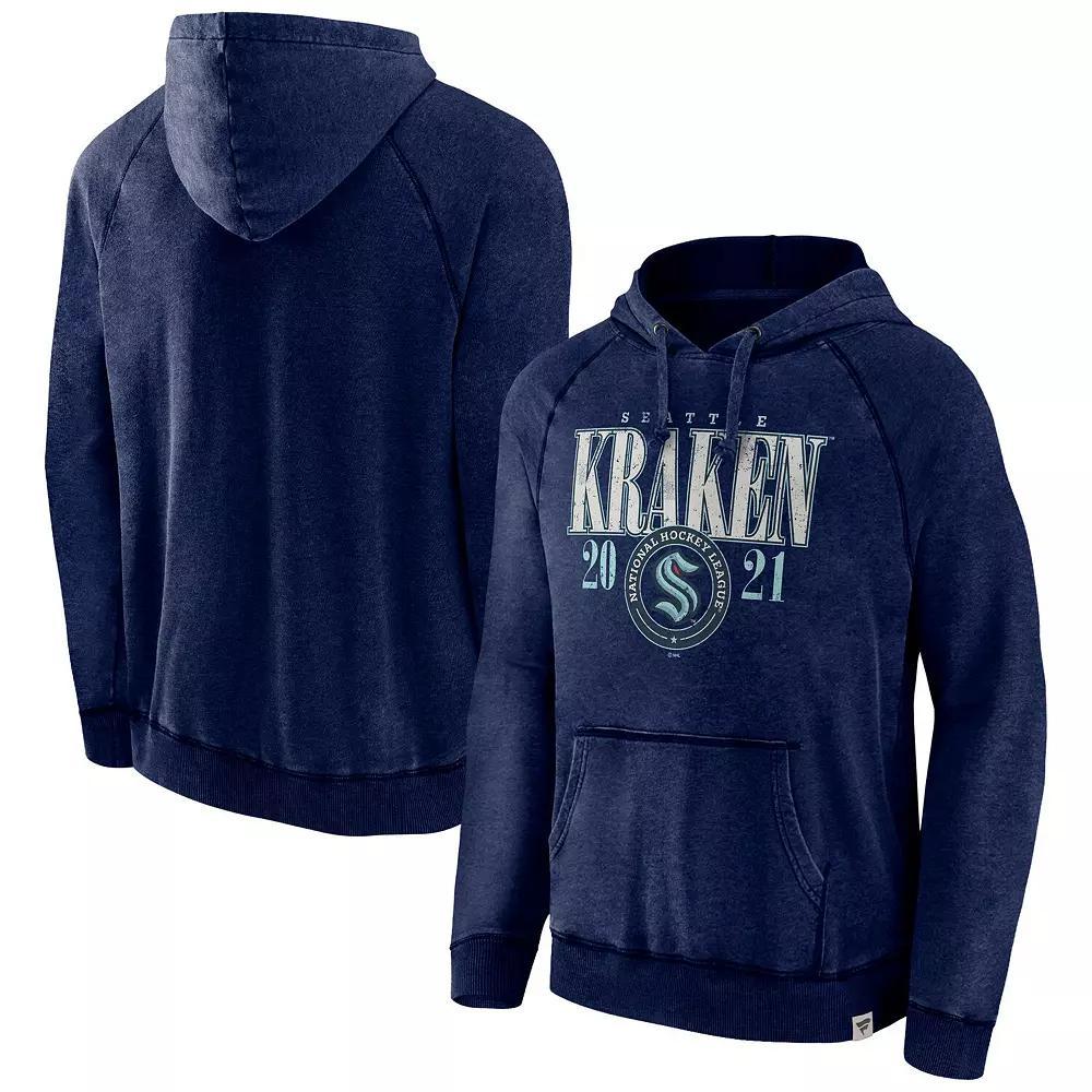 Men's Fanatics Heather Deep Sea Blue Seattle Kraken Shoulder-To-Shoulder Raglan Pullover Hoodie, Size: 2XL, Krk Blue Product Image