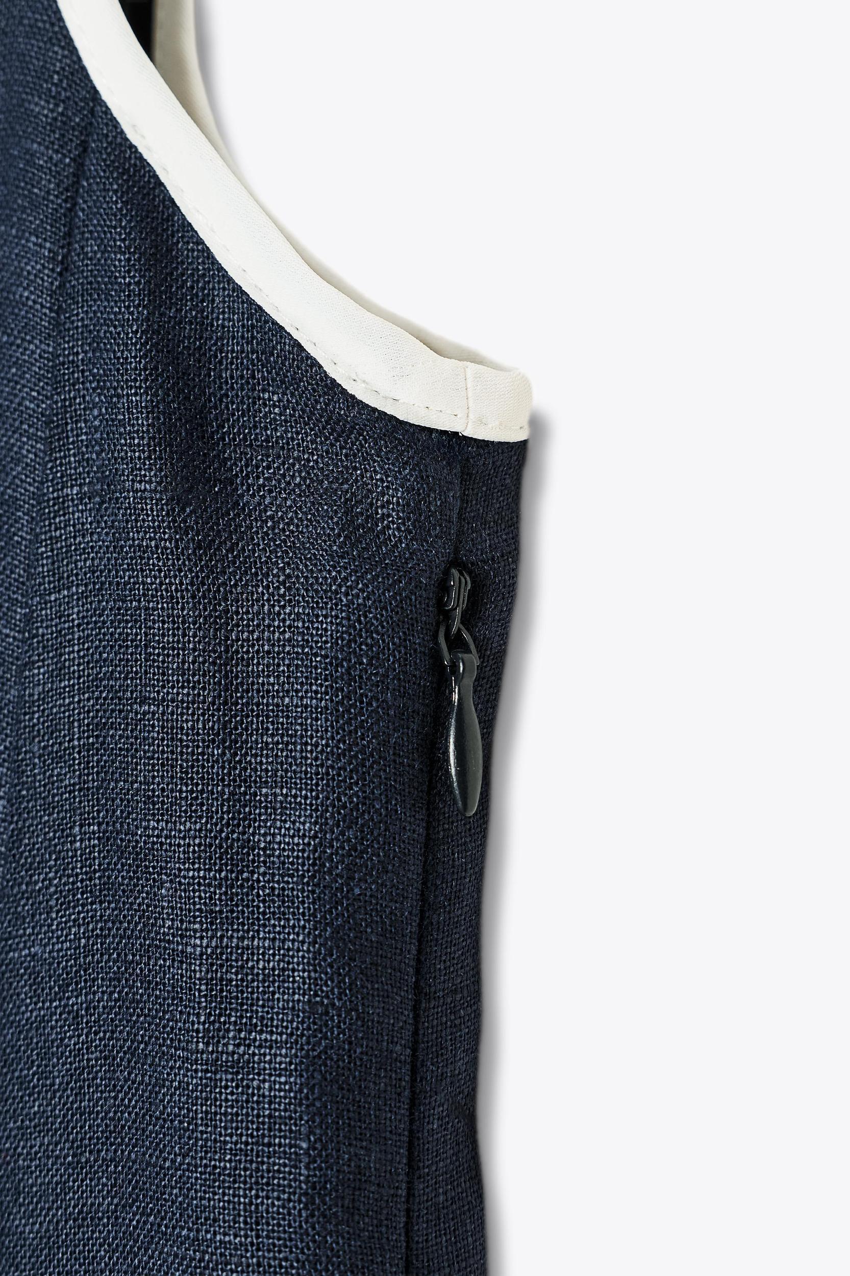 CONTRAST PIPING LINEN MIDI DRESS Product Image