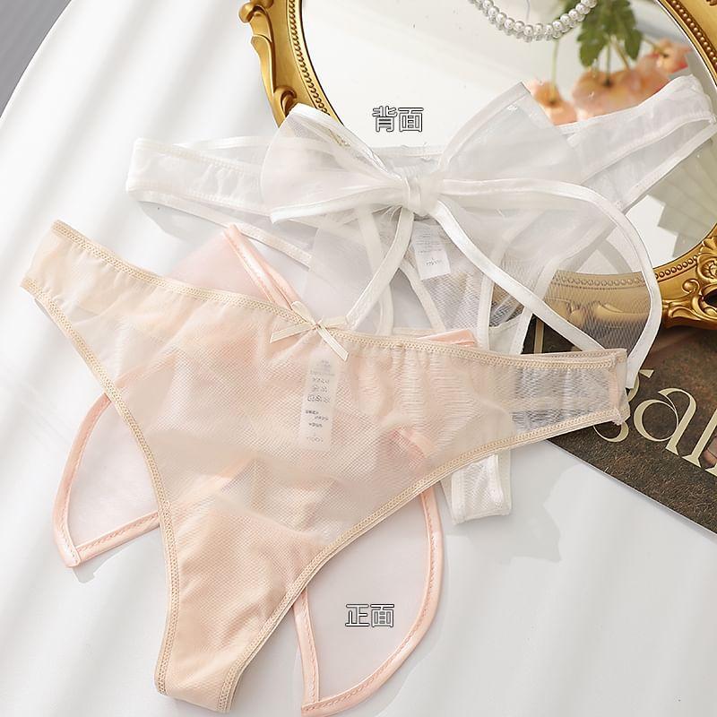 Couple Matching Set: Plain Boxer Brief + Bow Thong Product Image