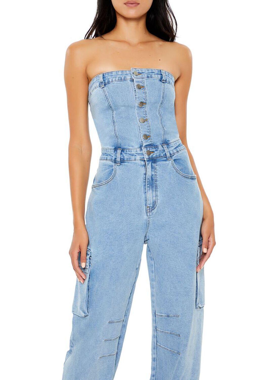 Strapless Denim Cargo Jumpsuit | Forever 21 Product Image