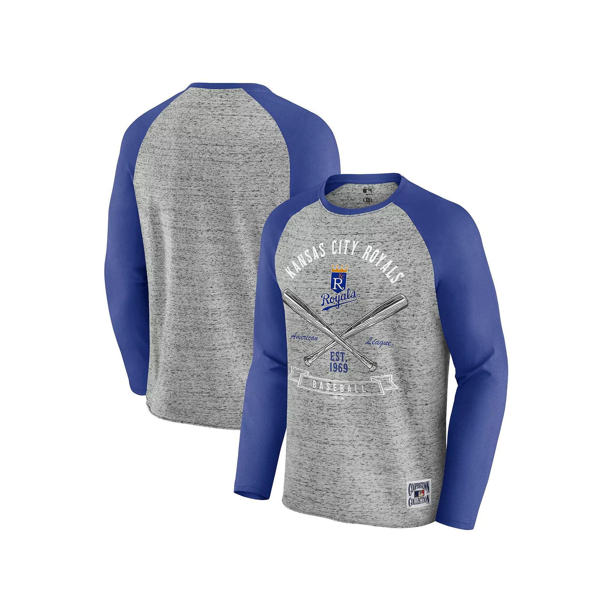 Men's Darius Rucker Collection by Fanatics  Heather Gray Minnesota Twins Raw Edge Raglan Long Sleeve Baseball T-Shirt, Size: Large, Grey Product Image