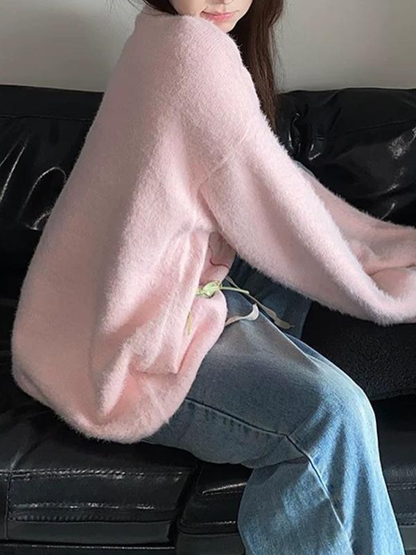 Faux Mink Fur Cartoon Dog Pattern Sweater Product Image