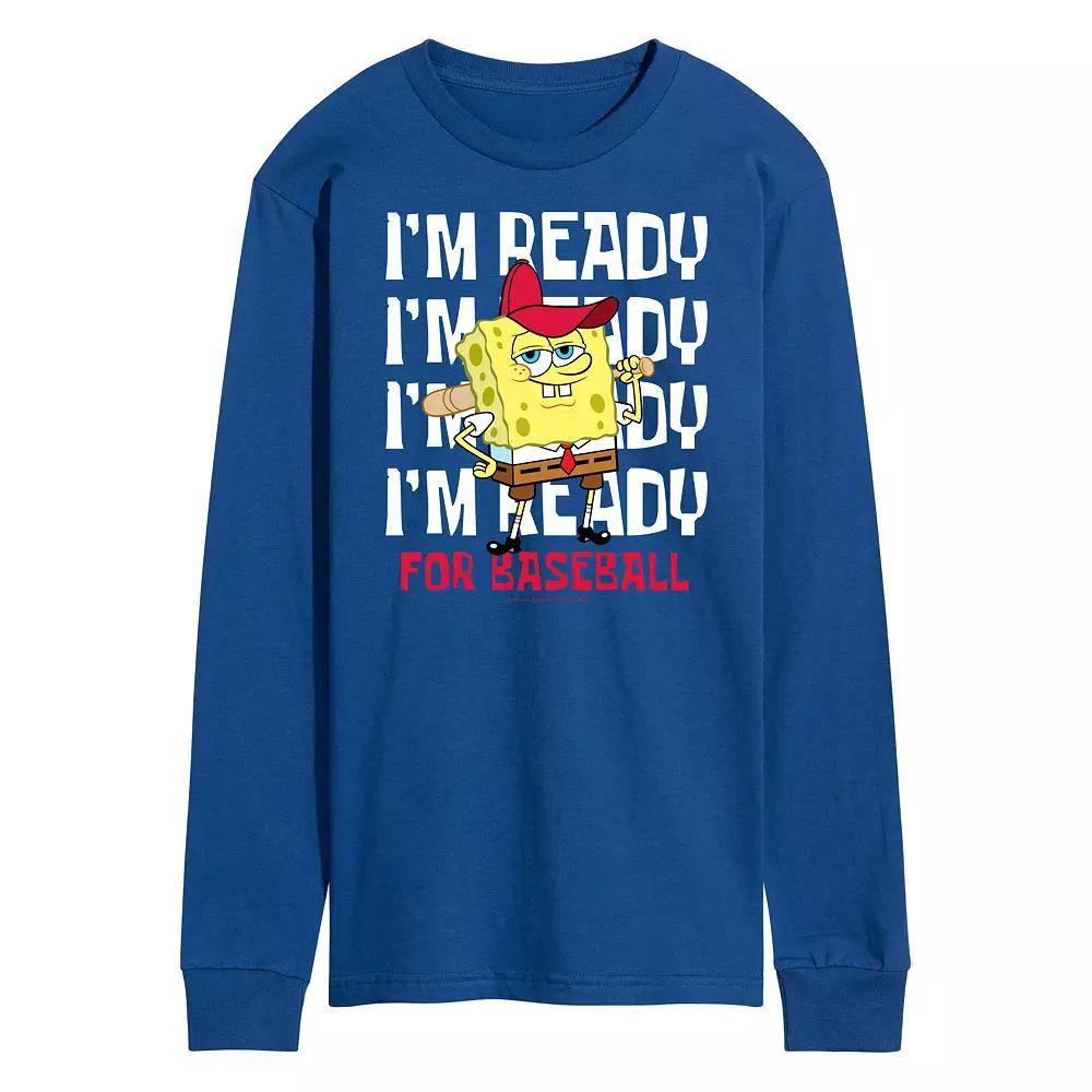 Mens Nickelodeon SpongeBob SquarePants Ready For Baseball Long Sleeve Graphic Tee Product Image