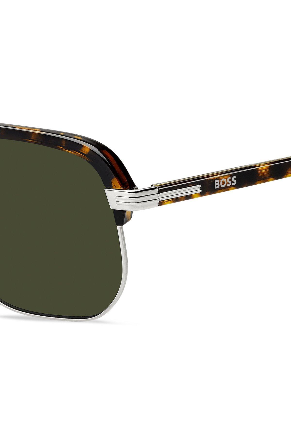 BOSS - Havana-acetate sunglasses with spoiler-effect double bridge Product Image