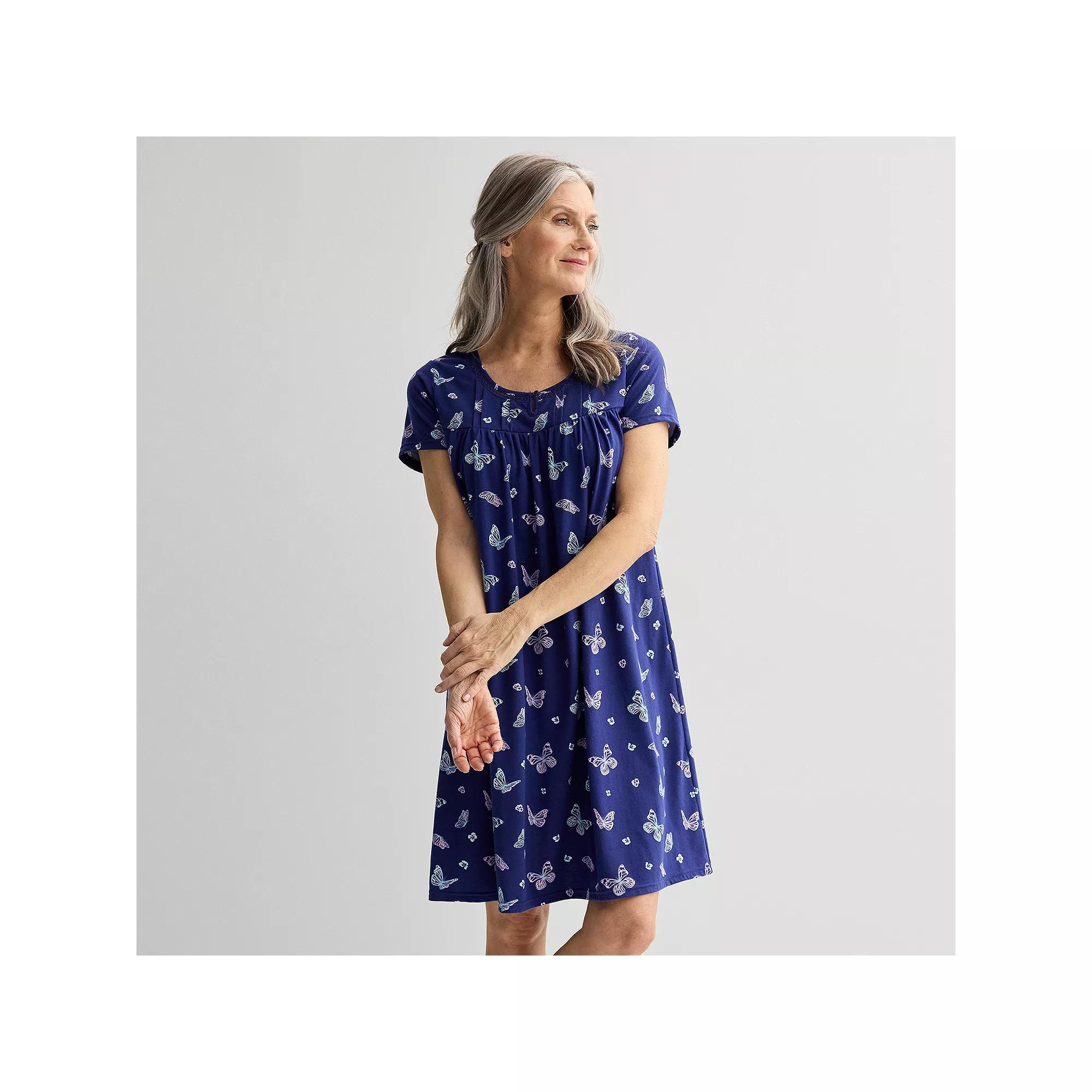 Women's Croft & Barrow® Knit Sleep Gown, Size: Large, Butterfly Dream Product Image