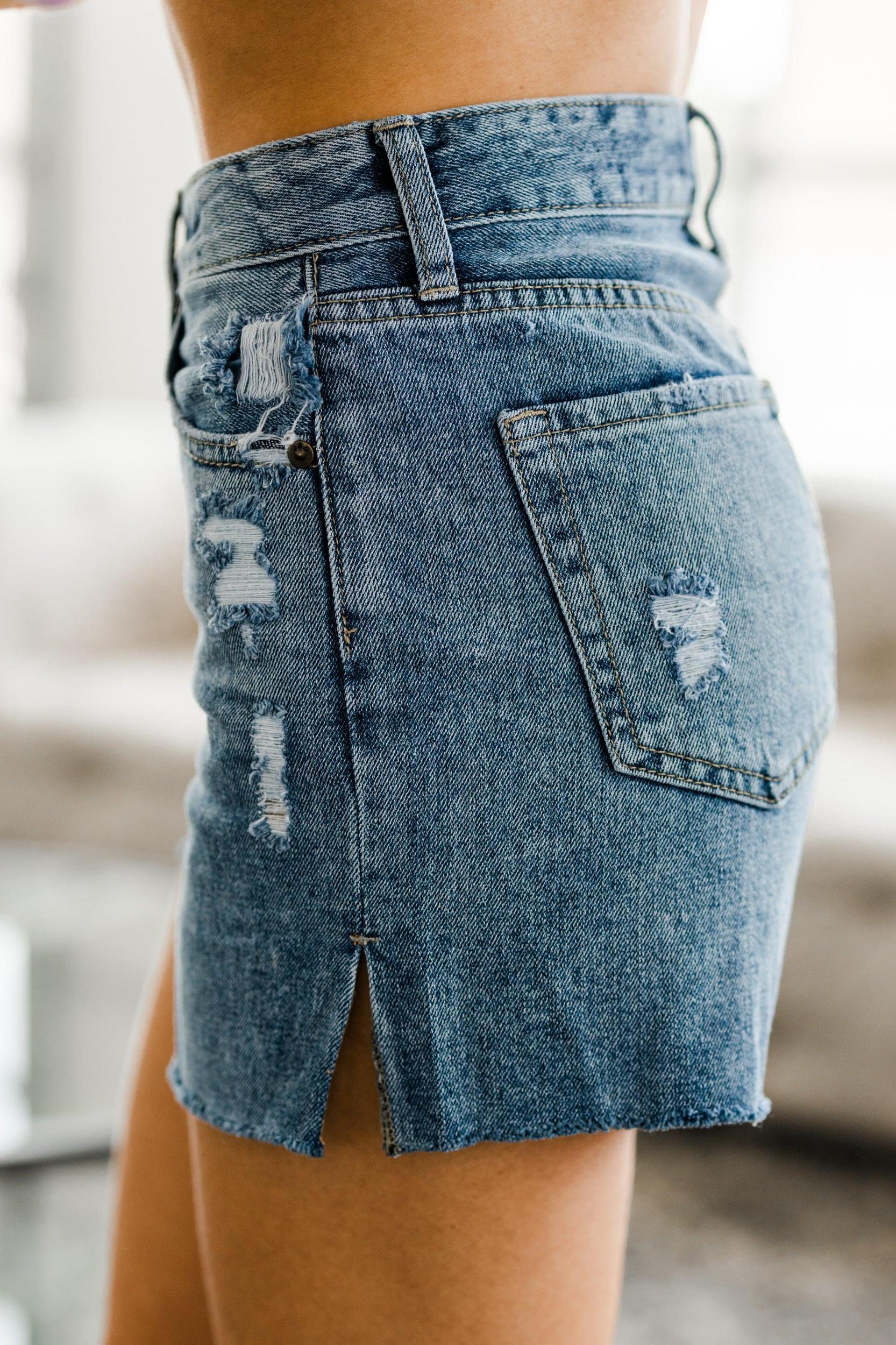 According To You Medium Wash Distressed Shorts Female Product Image