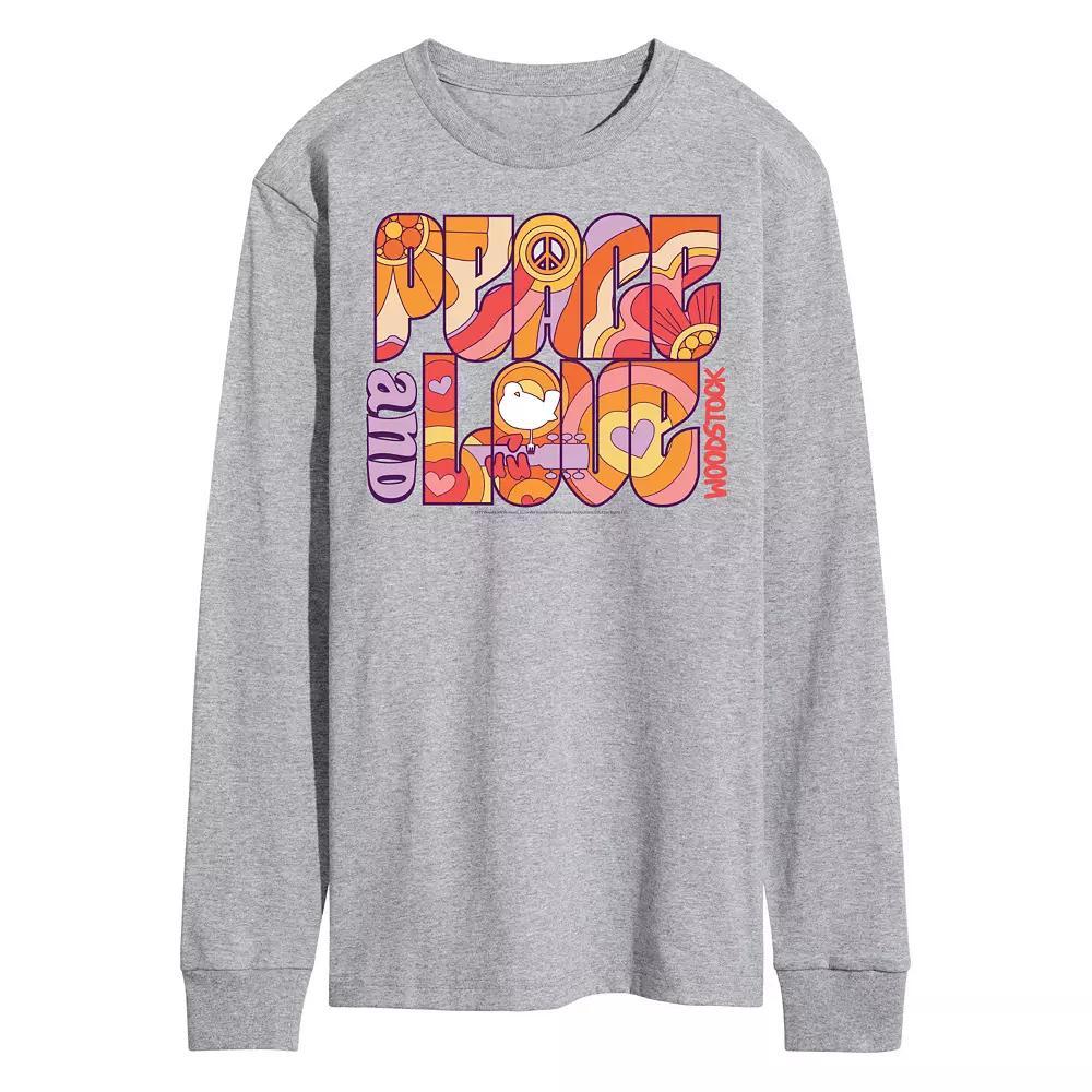 Mens Woodstock Peace And Love Long Sleeve Graphic Tee Product Image