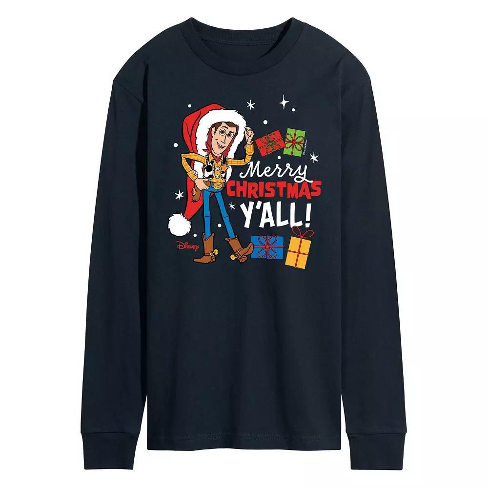 Disneys Mickey Mouse Mens Donut Pinch Me Graphic Long Sleeve Graphic Tee Blue Product Image