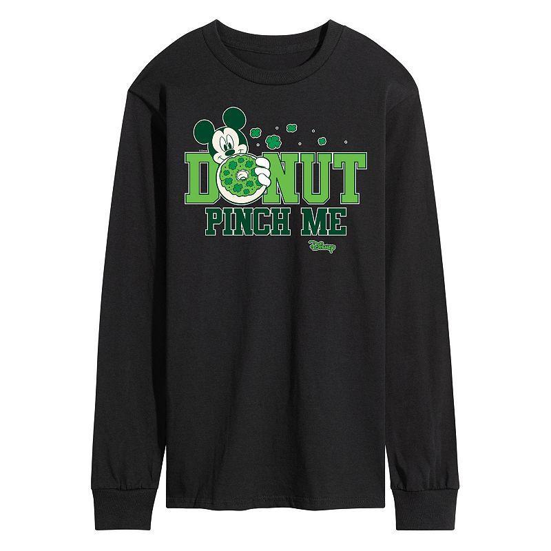 Disneys Mickey Mouse Mens Donut Pinch Me Graphic Long Sleeve Graphic Tee Blue Product Image