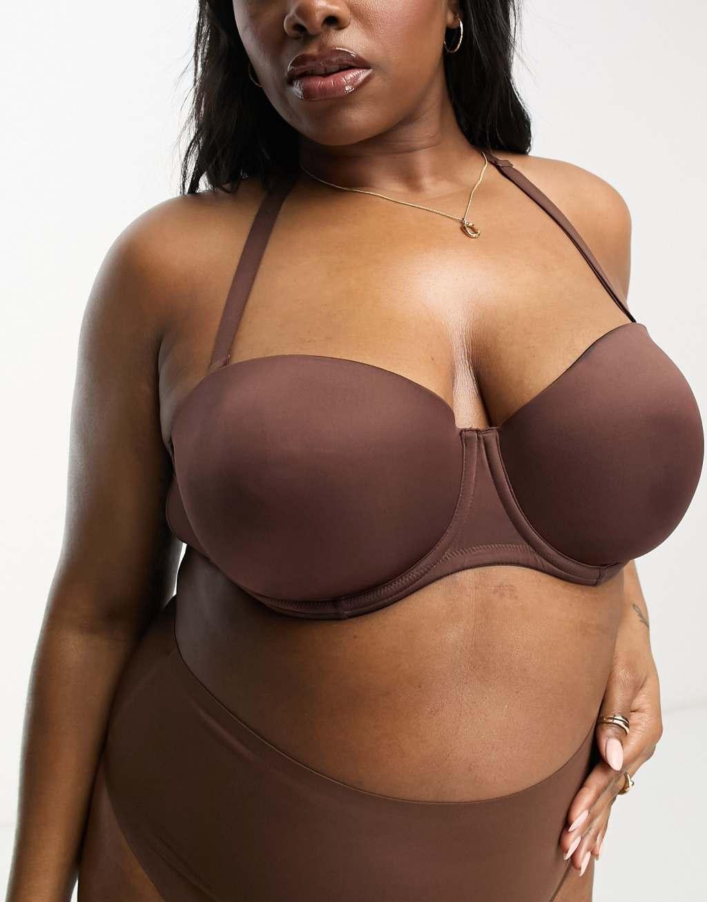 ASOS DESIGN Curve microfiber molded multiway strapless bra Product Image