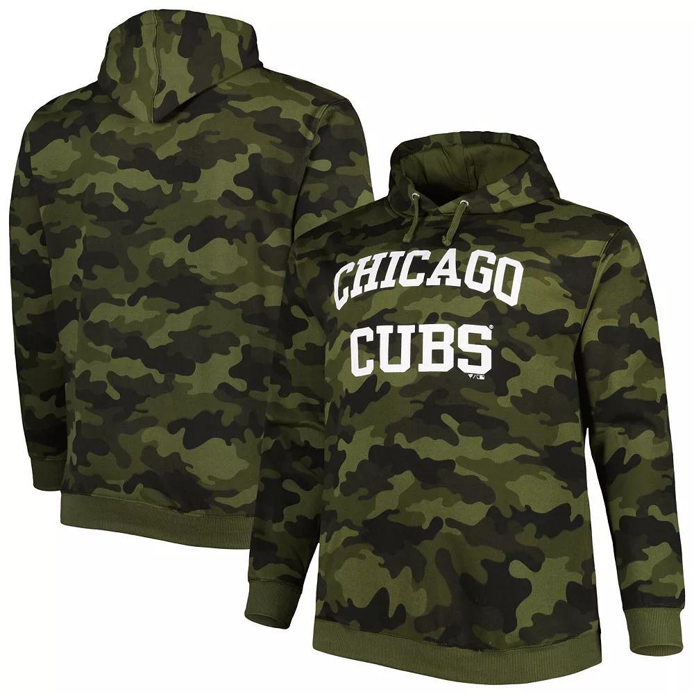Men's Camo Chicago Cubs Allover Print Pullover Hoodie, Size: 3XB, Green Product Image