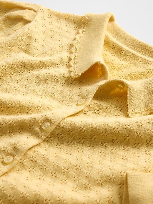 100% Cotton Cropped Pointelle Cardigan Product Image
