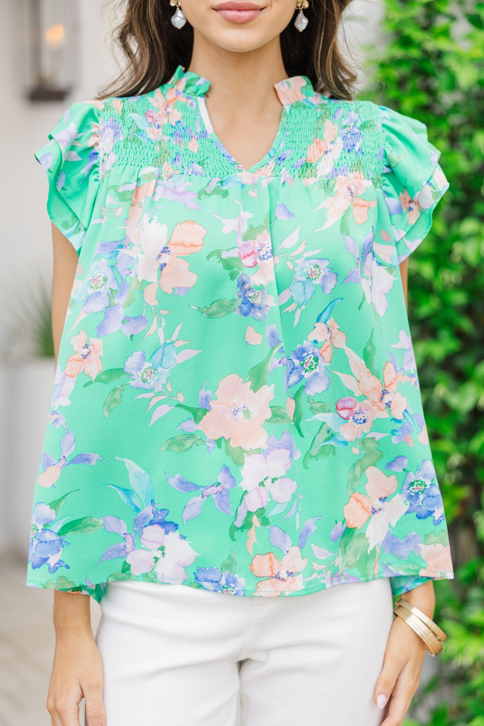 Day Dreaming Green Floral Blouse Female Product Image