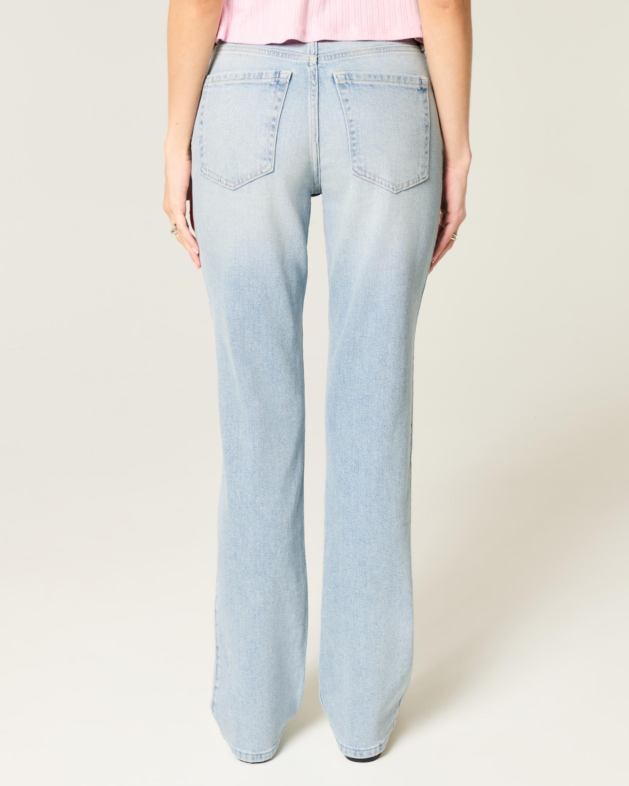 High-Rise Light Wash Straight Jeans Product Image