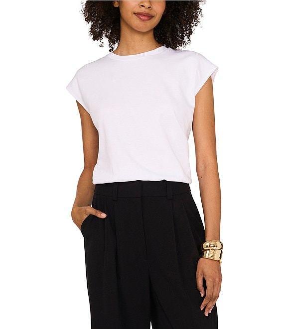 Vince Camuto Knit Crew Neck Cap Sleeve Elastic Waist Tee Product Image