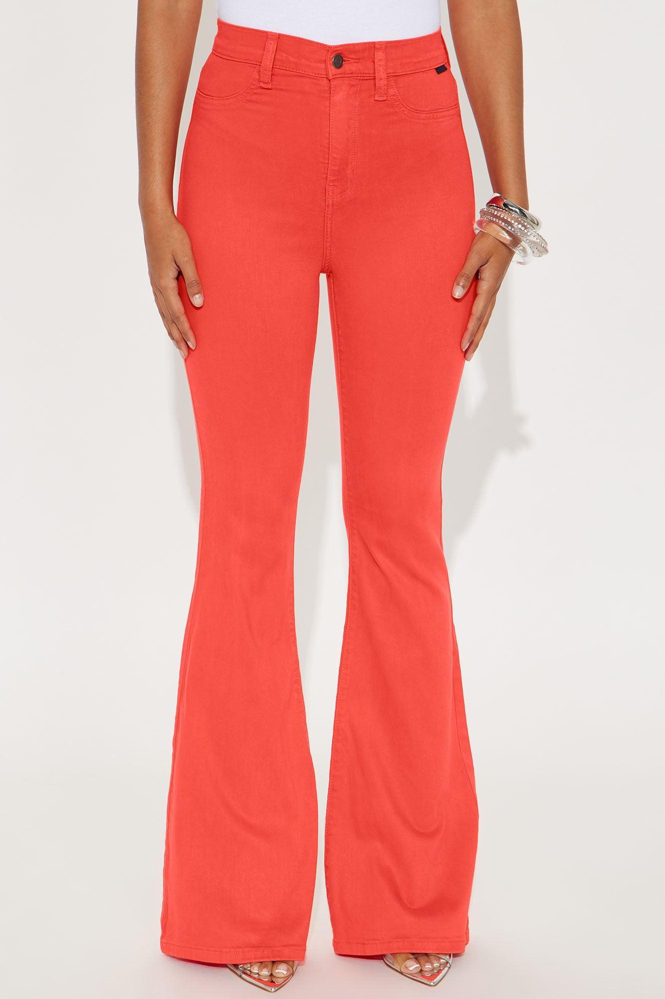 Sunset Hour High Rise Flare Jeans - Orange Product Image