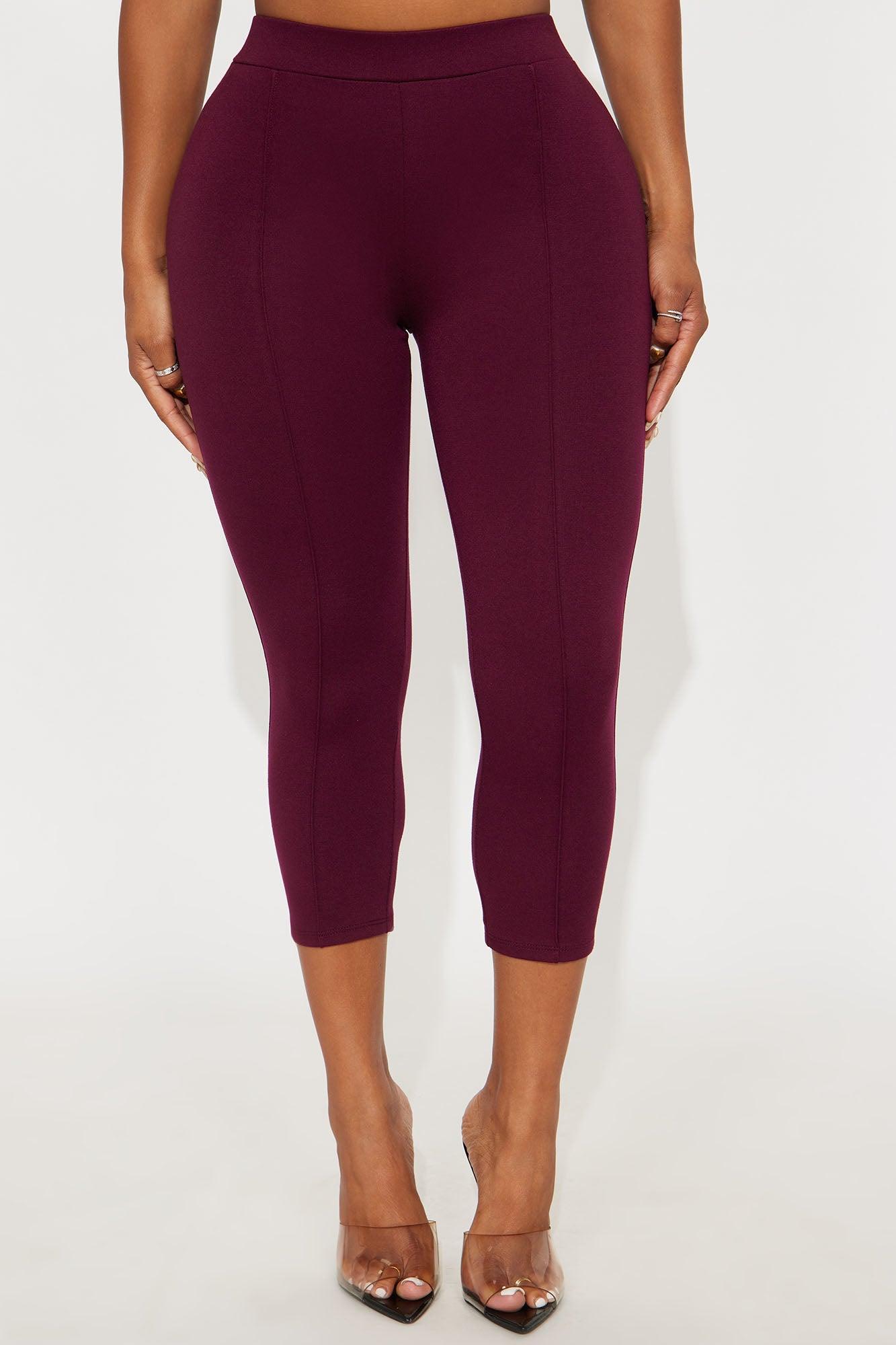 Daniella Pintuck Ponte Capri Legging - Burgundy Product Image