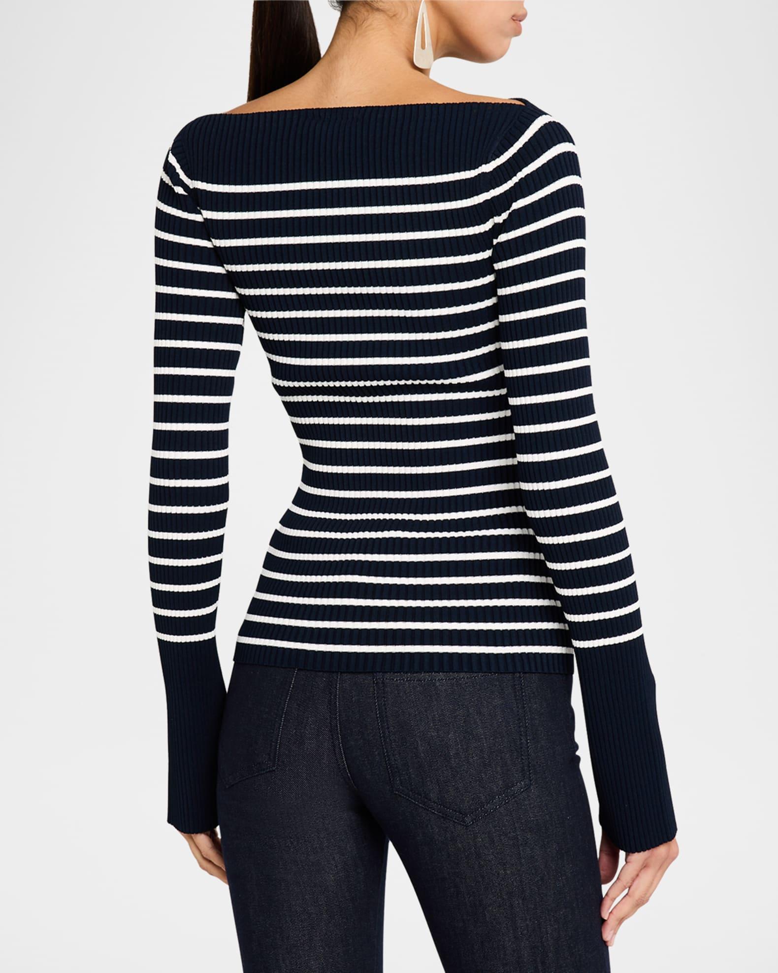 Anya Ribbed Stripe Boat-Neck Top Product Image