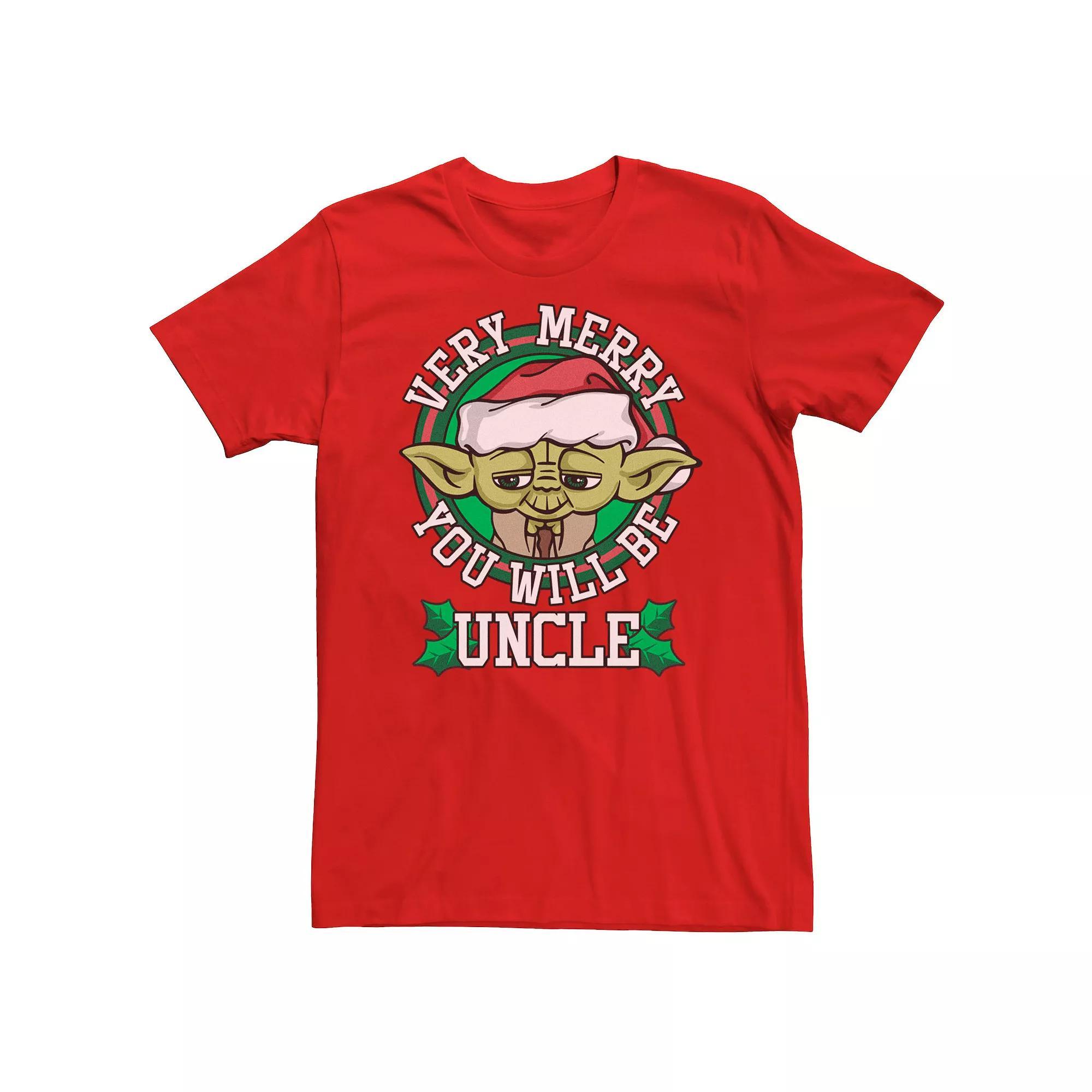Men's Star Wars Yoda Merry You Will Be Uncle Christmas Tee, Size: XXL, Red Product Image