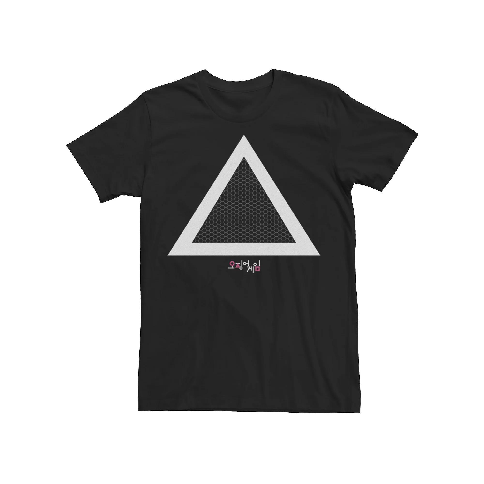 Men's Squid Game Triangle Mid-Level Worker Logo Tee, Boy's, Size: Medium, Black Product Image