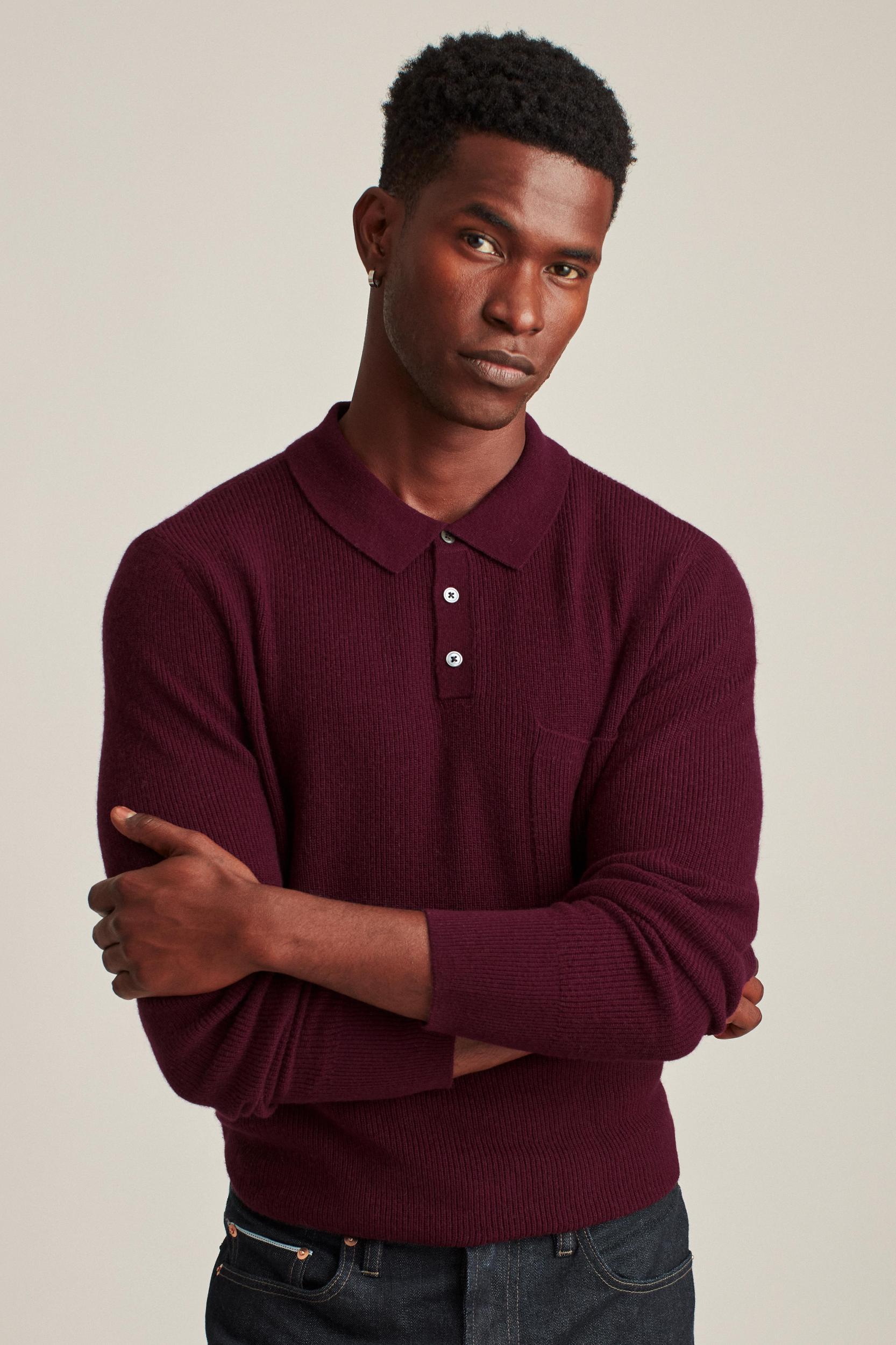 Long Sleeve Sweater Polo Product Image
