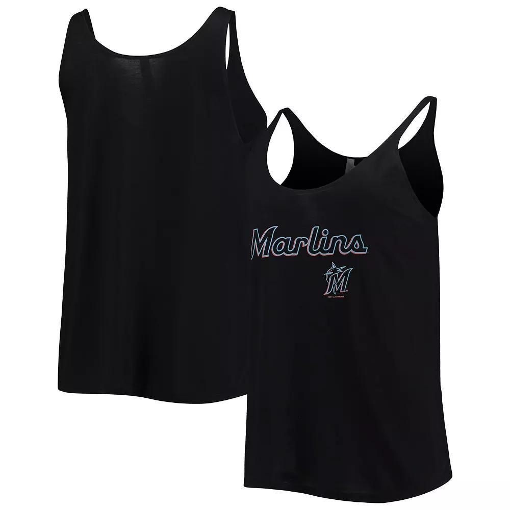 Women's Soft as a Grape Black Miami Marlins Slouchy Tank Top, Size: Large Product Image