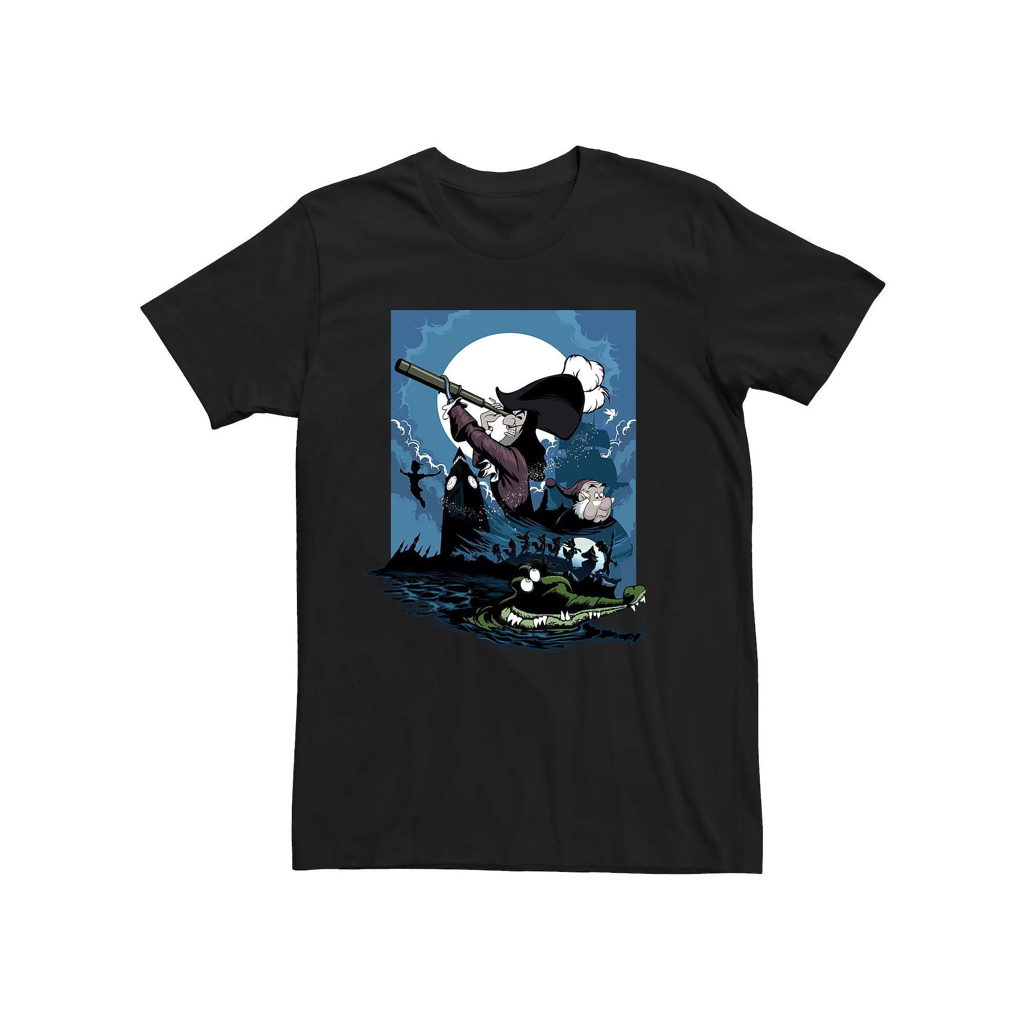 Disney's Peter Pan Captain Hook Big & Tall London Clock And Villains Graphic Tee, Men's, Size: 3XL, Black Product Image