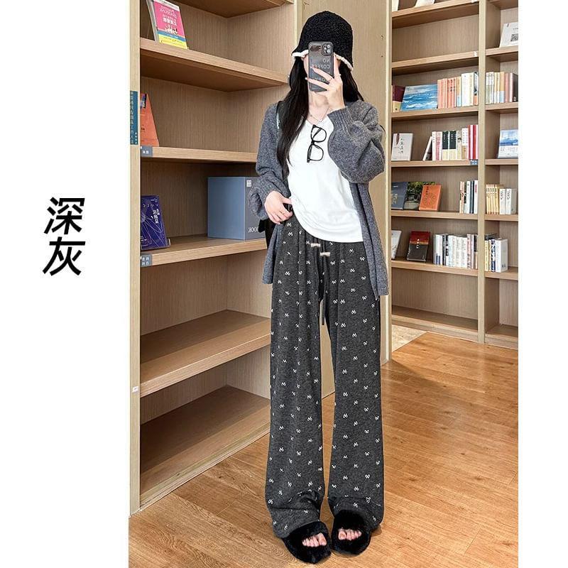 Maternity Bow Print Wide Leg Pants Product Image