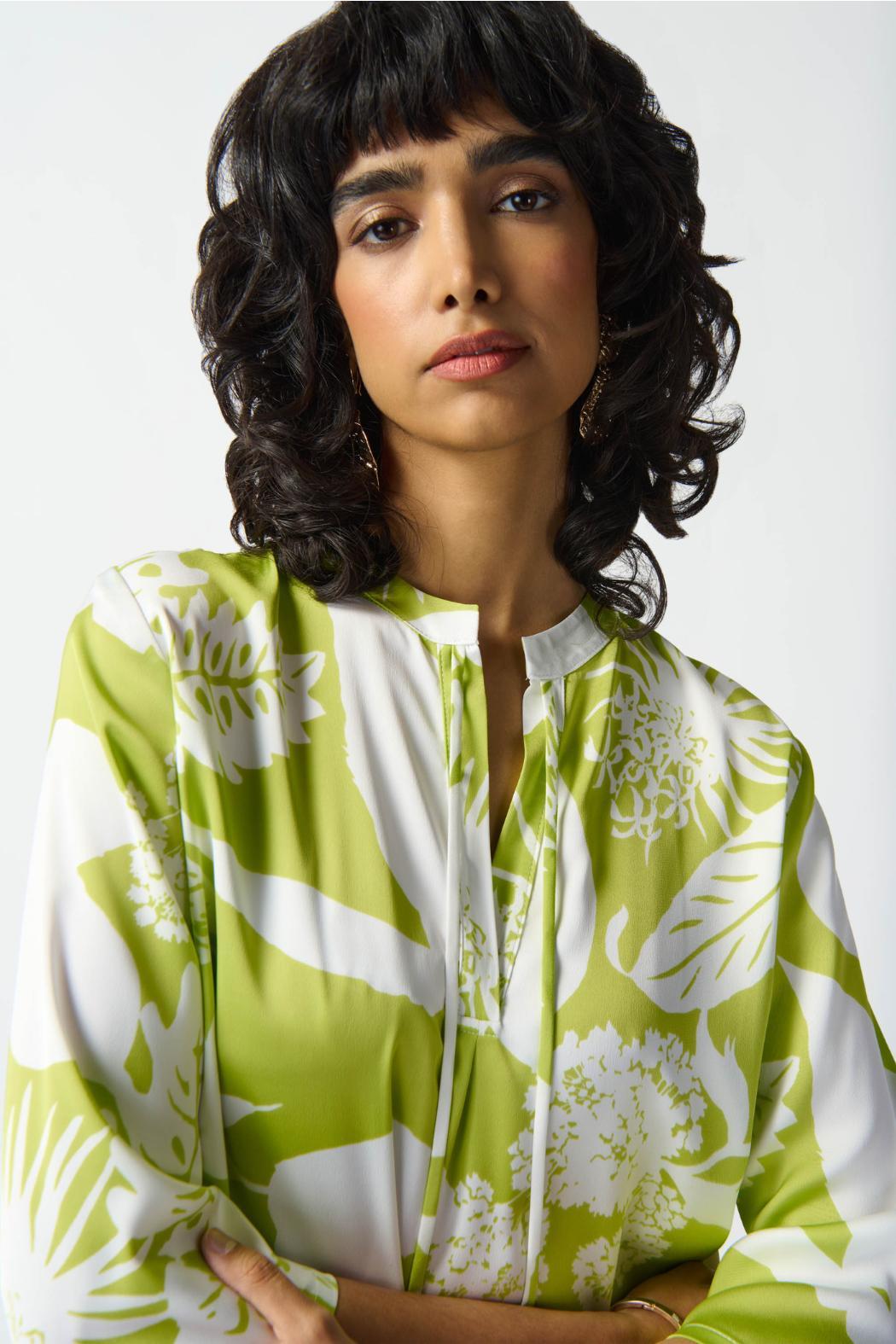 Satin Tropical Print Top Product Image