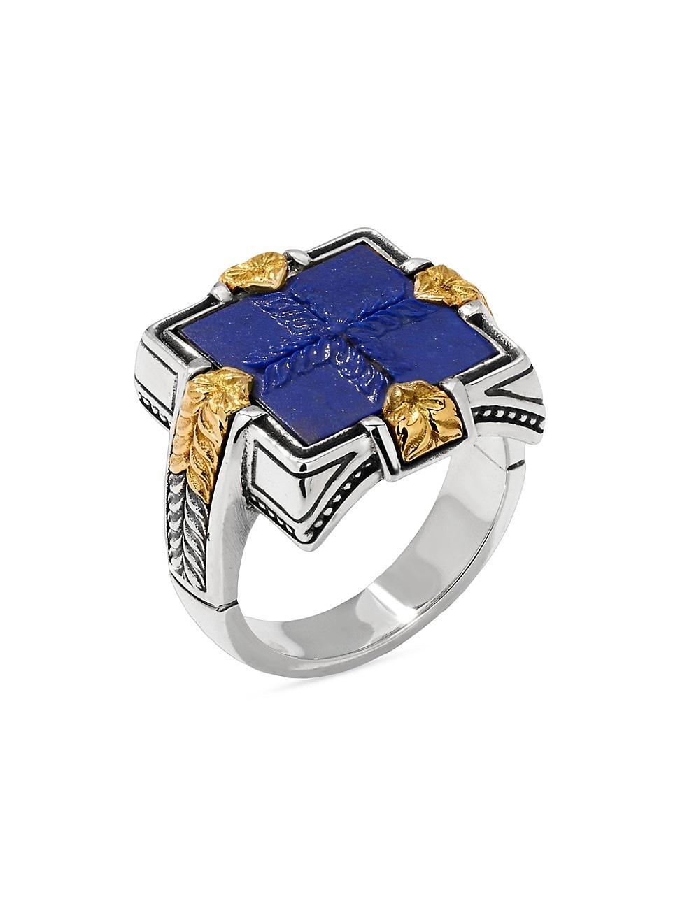 Mens Two-Tone Lapis Signet Ring Product Image