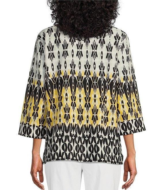 Allison Daley 3/4 Sleeve Point Collar Button Front Shirt Product Image