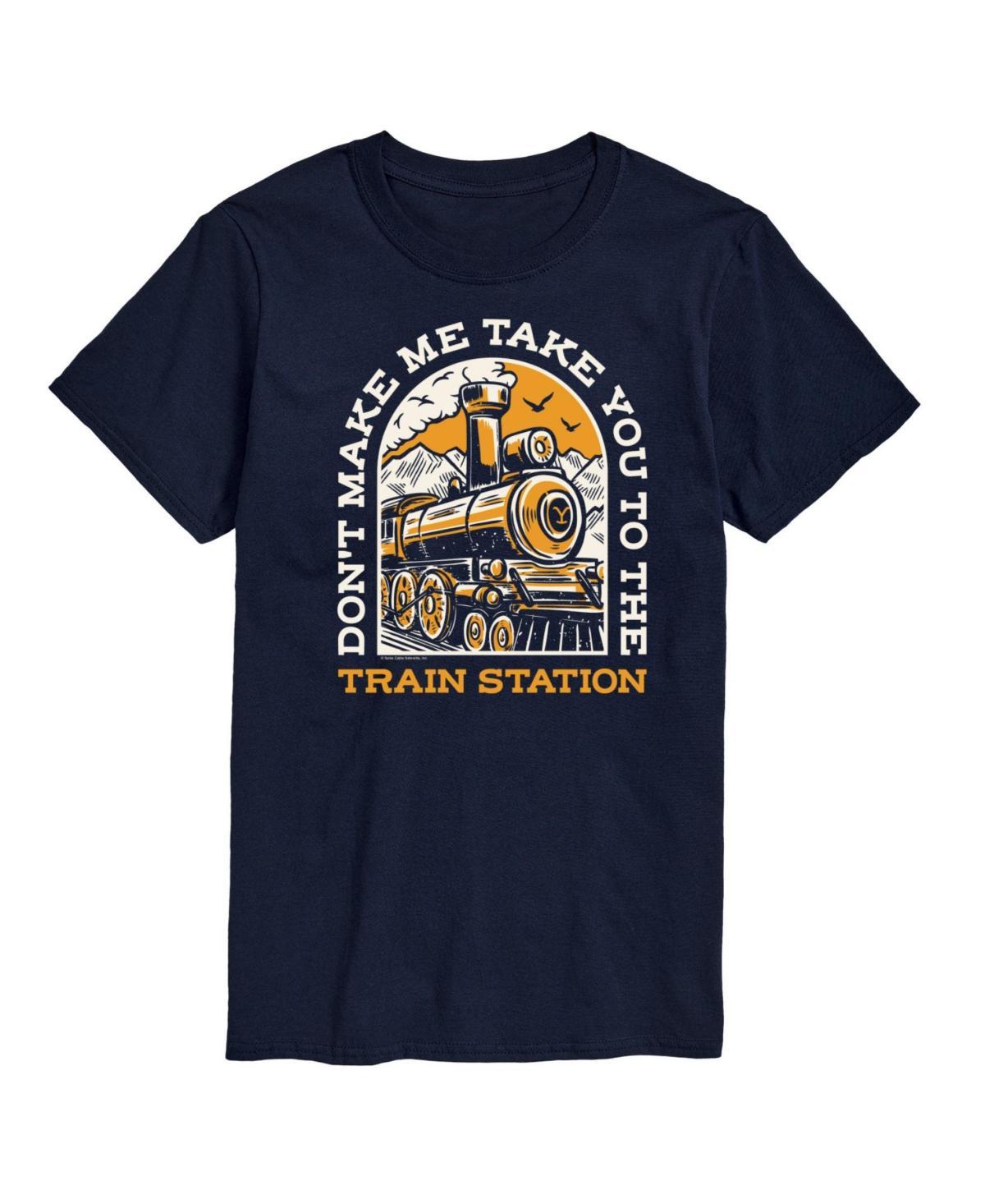Mens Yellowstone Take You Train Station Graphic Tee Blue Product Image
