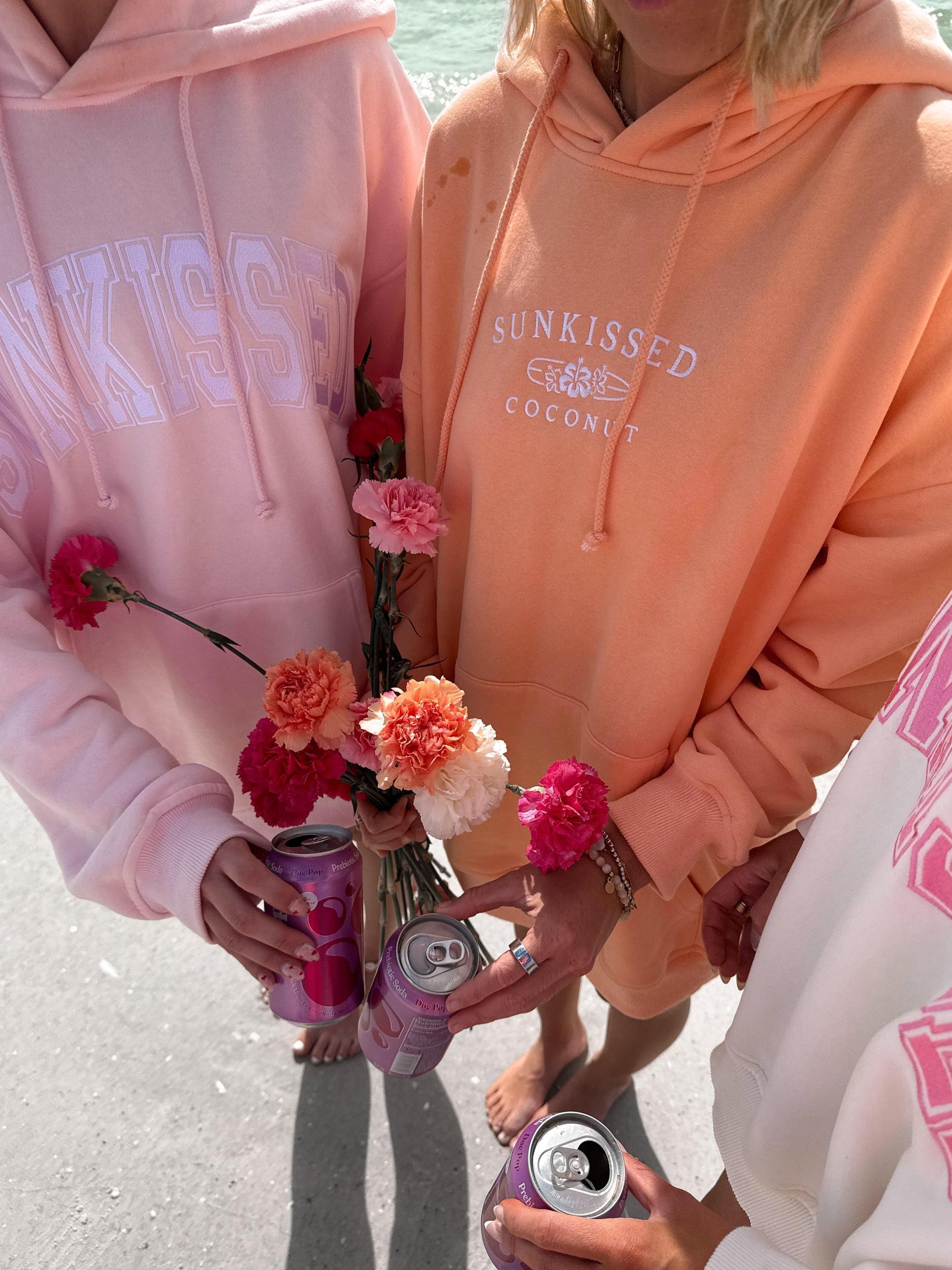 Sherbet Orange Sunkissedcoconut Logo Embroider Hoodie Girls Product Image