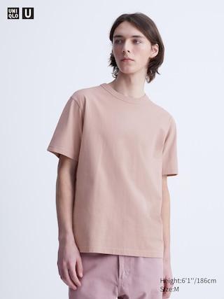 Mens Crew Neck T-Shirt Pink Small UNIQLO US Product Image