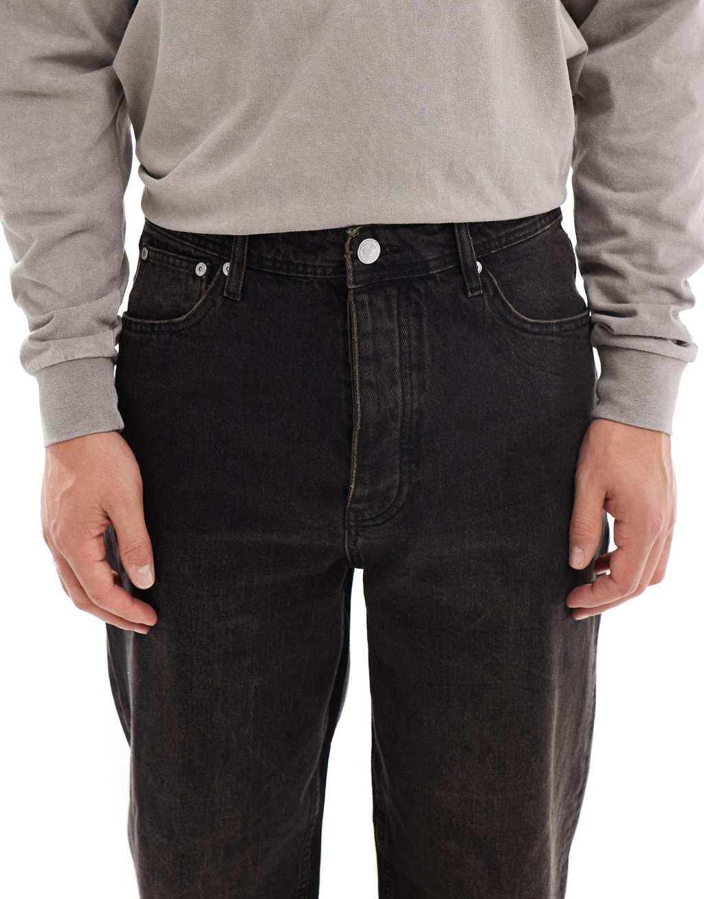 ONLY & SONS Fade loose fit jeans in black with vintage brown cast Product Image