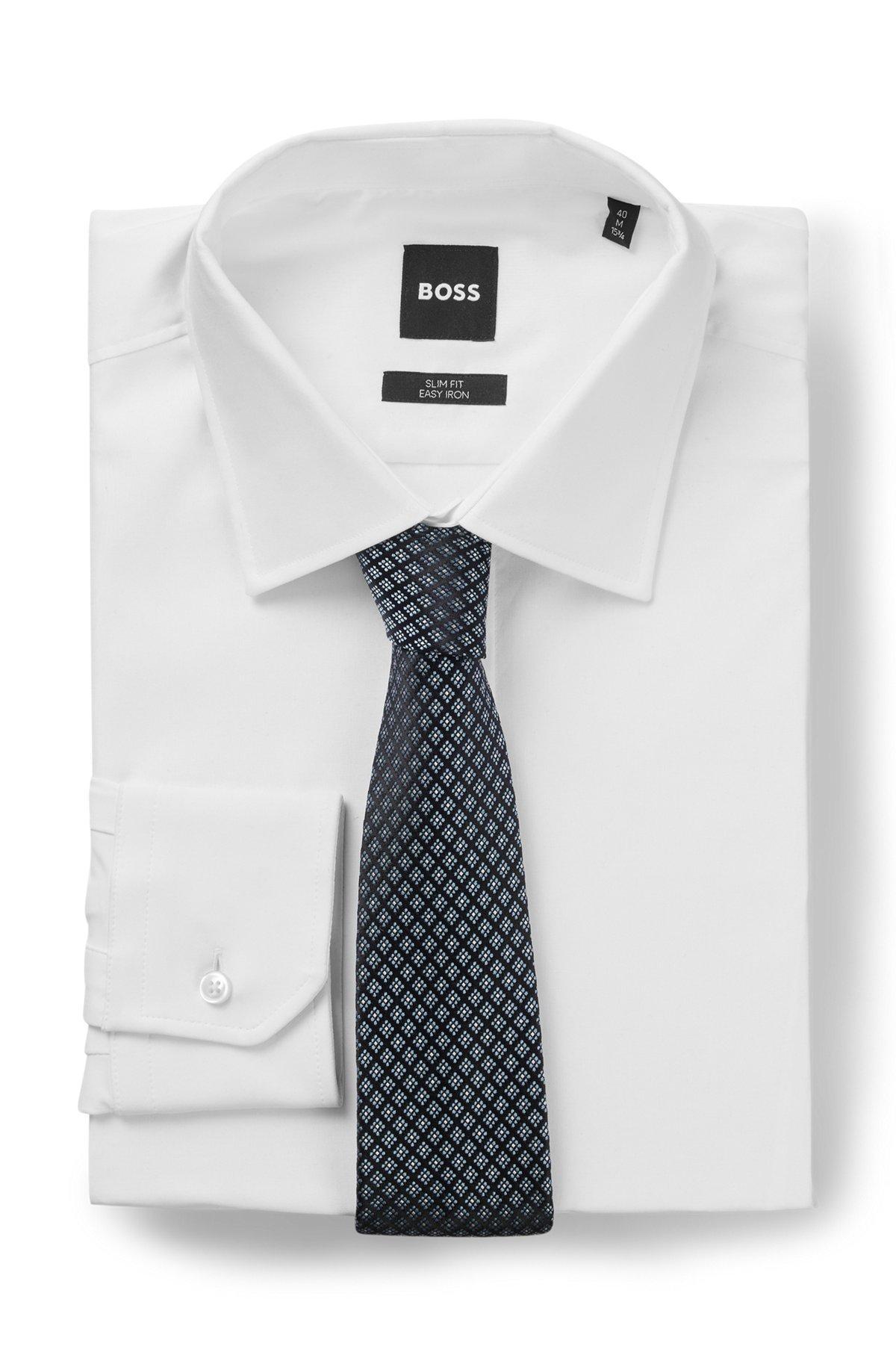 BOSS - Jacquard-pattern tie in Italian-made silk - Light Blue Product Image