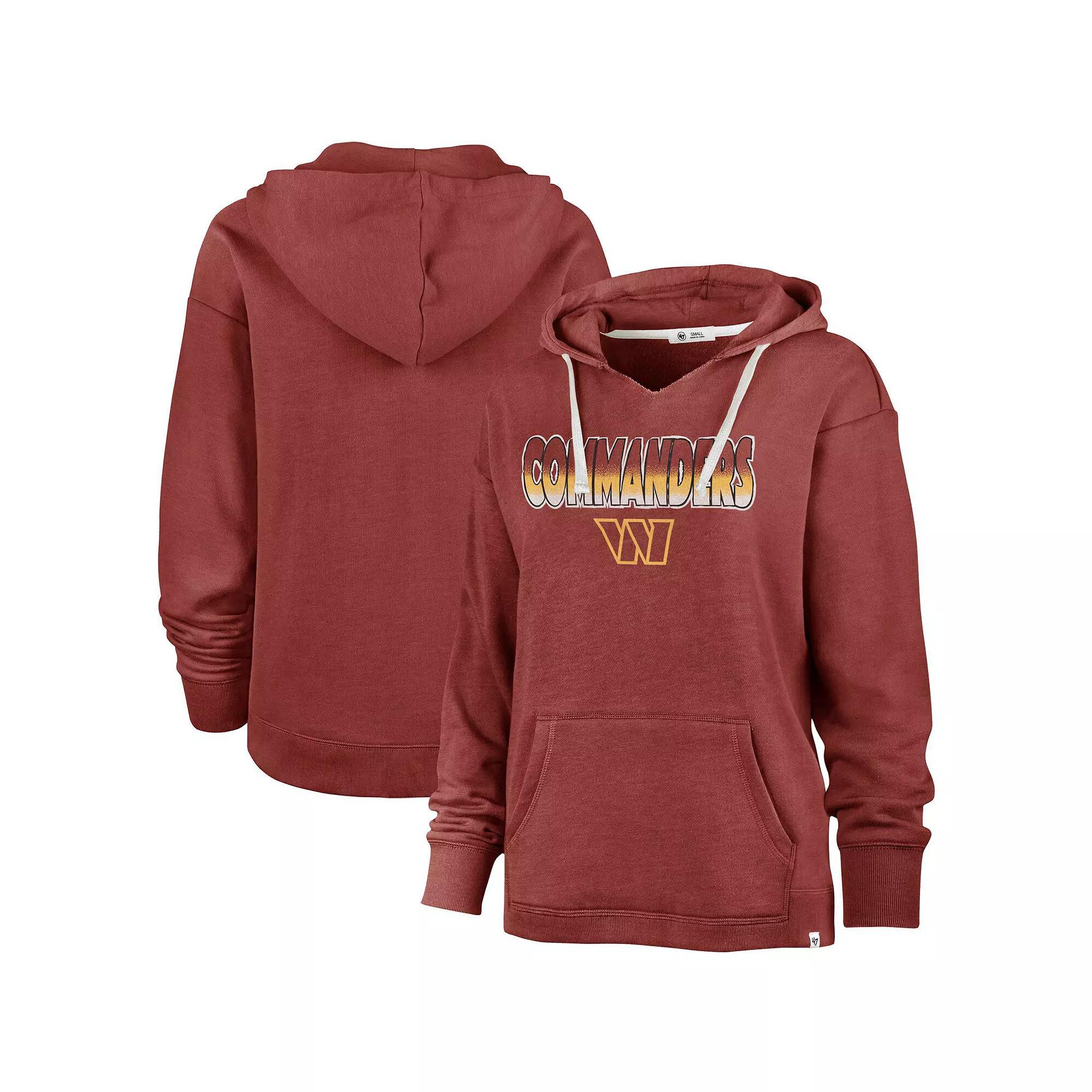Women's '47 Heathered Burgundy Washington Commanders Color Rise Kennedy Pullover V-Neck Hoodie, Size: XL, Wft Med Re Product Image