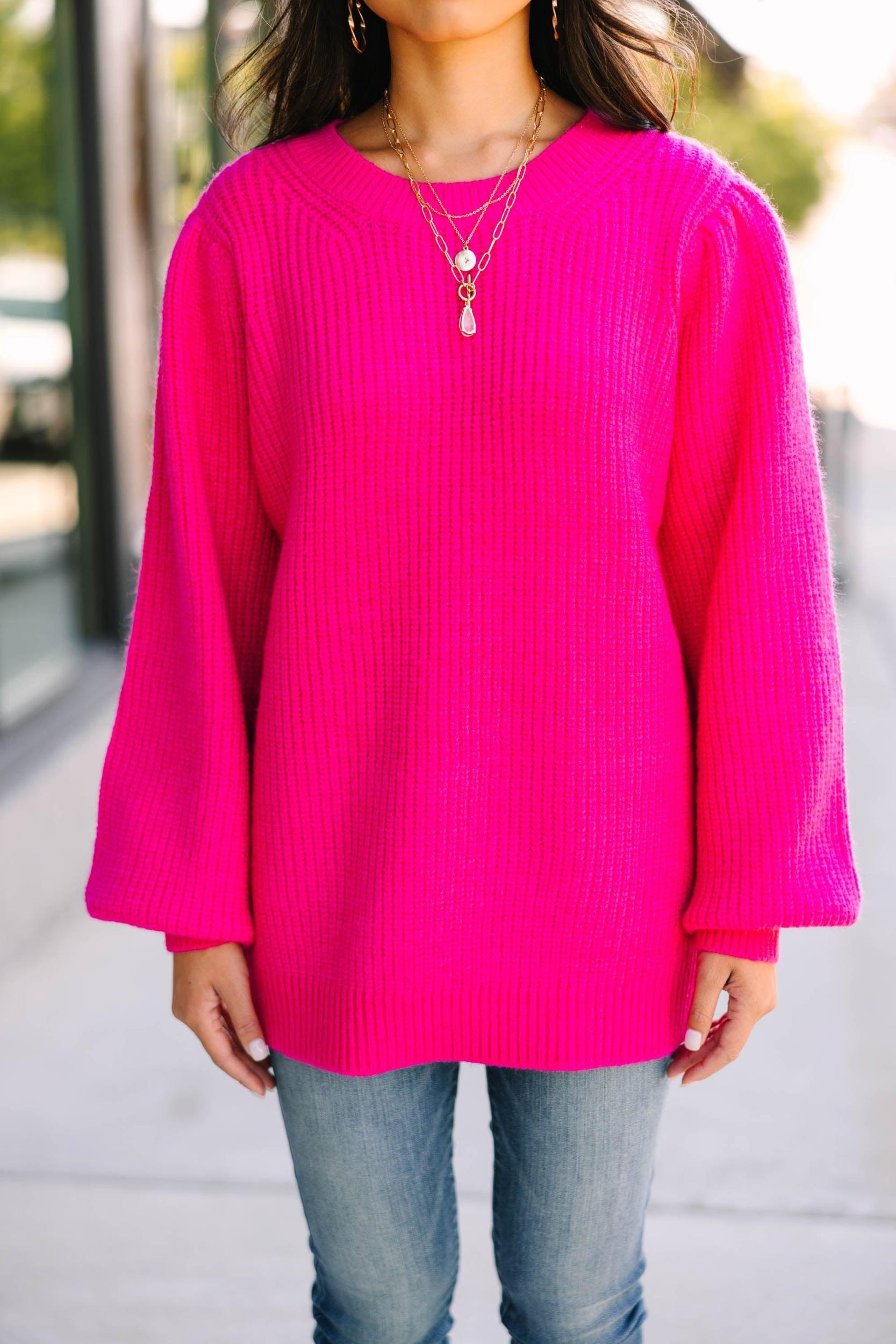 Whatever You Want Fuchsia Pink Sweater Female Product Image