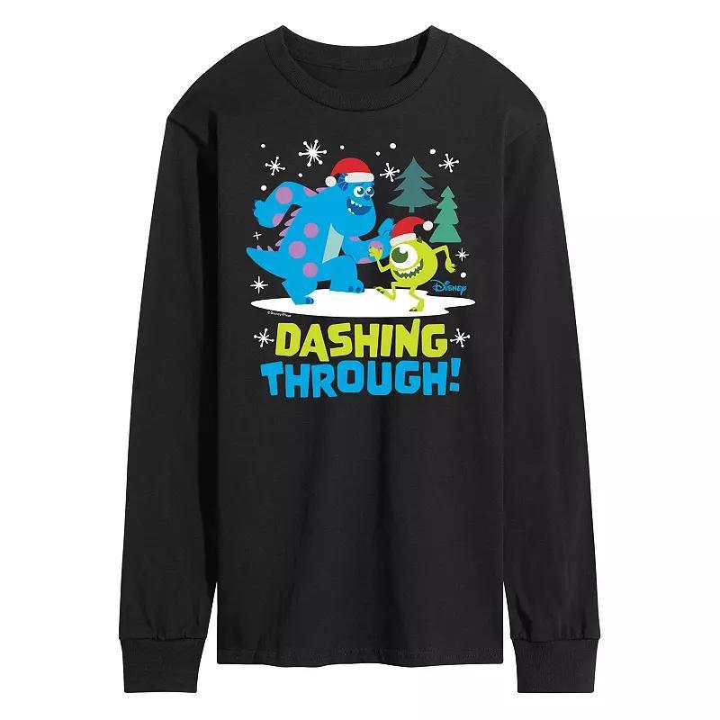 Disney / Pixars Monsters Inc. Mens Dashing Through Long Sleeve Graphic Tee Blue Product Image