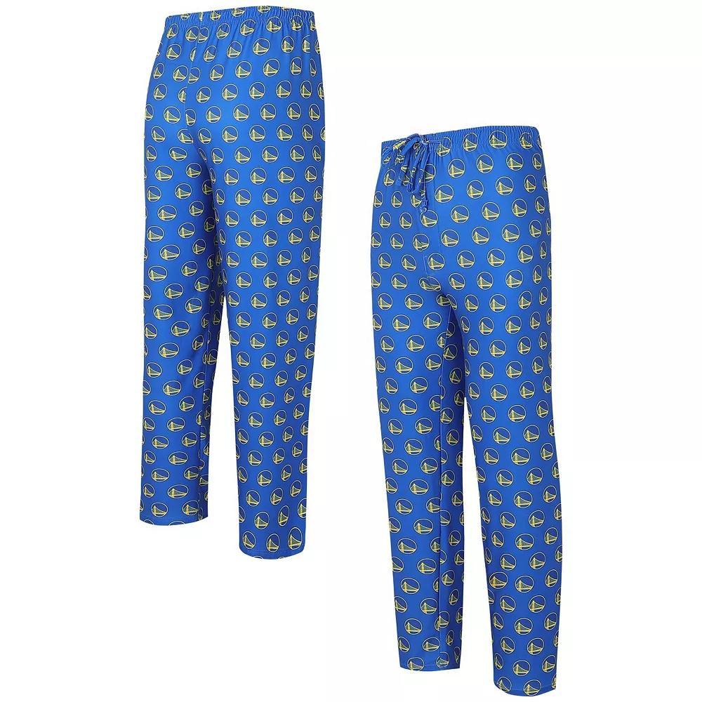 Men's Concepts Sport Royal Golden State Warriors Allover Logo Print Gauge Sleep Pants, Size: XL, Blue Product Image