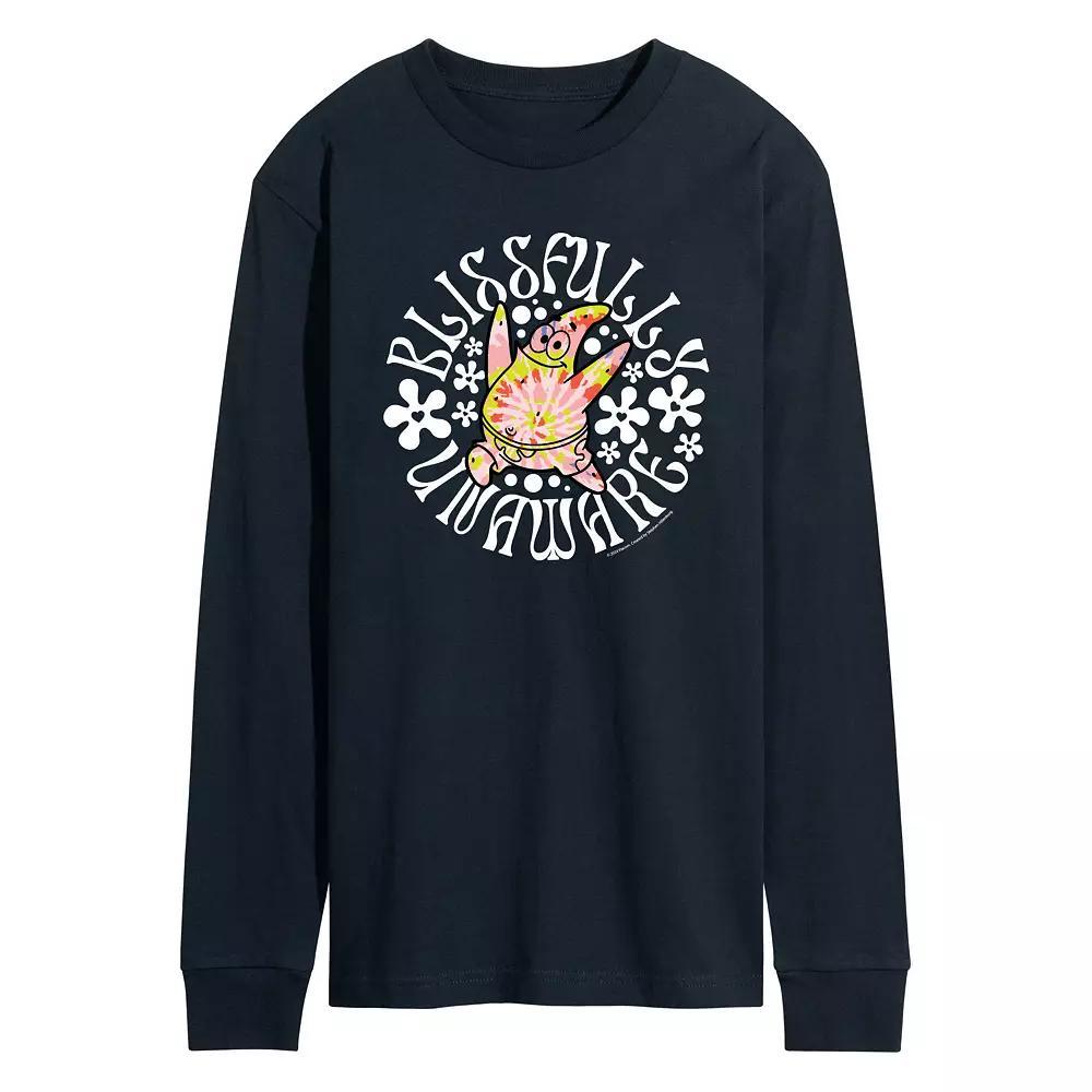 Mens SpongeBob SquarePants Blissfully Unaware Long Sleeve Graphic Tee Blue Product Image